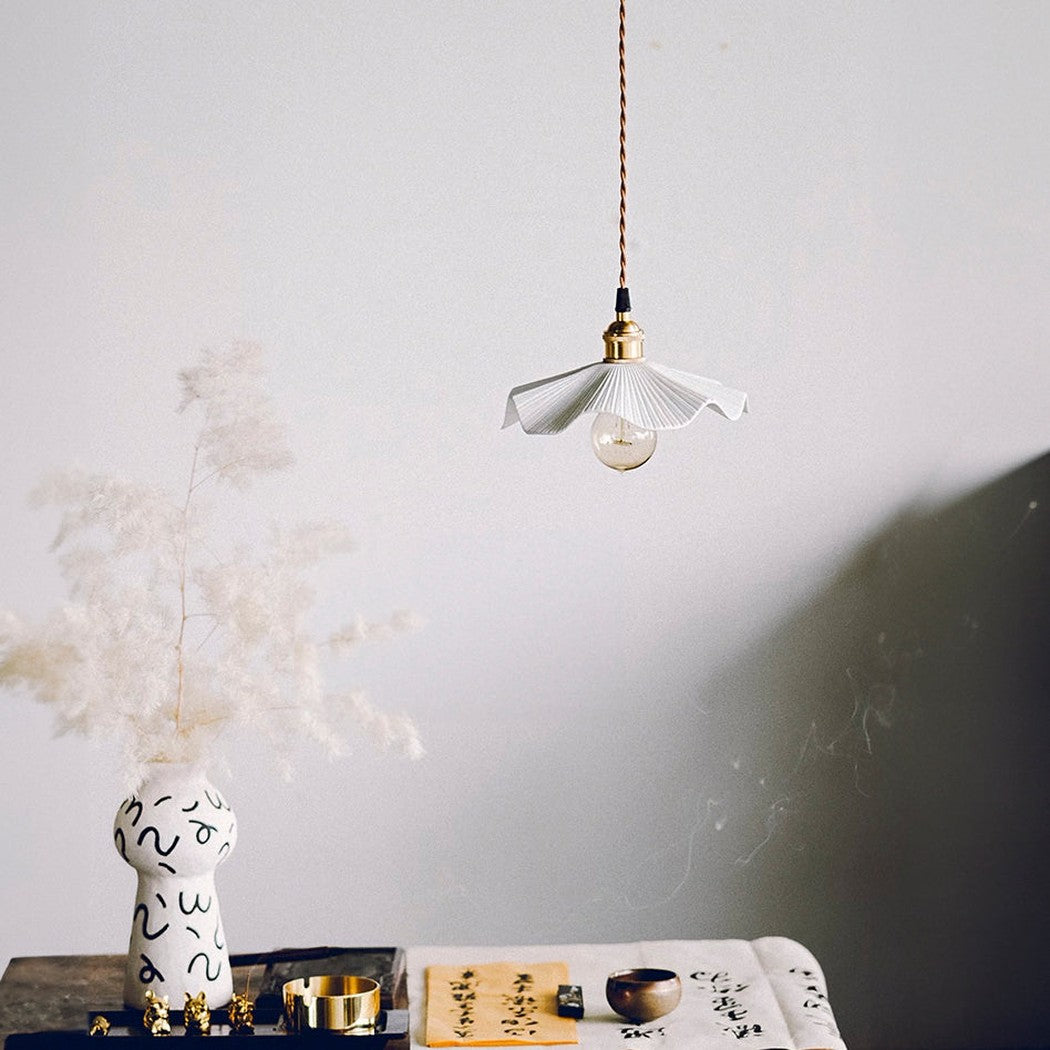 Anna Fluted Shade Brass Fitting Pendant Light