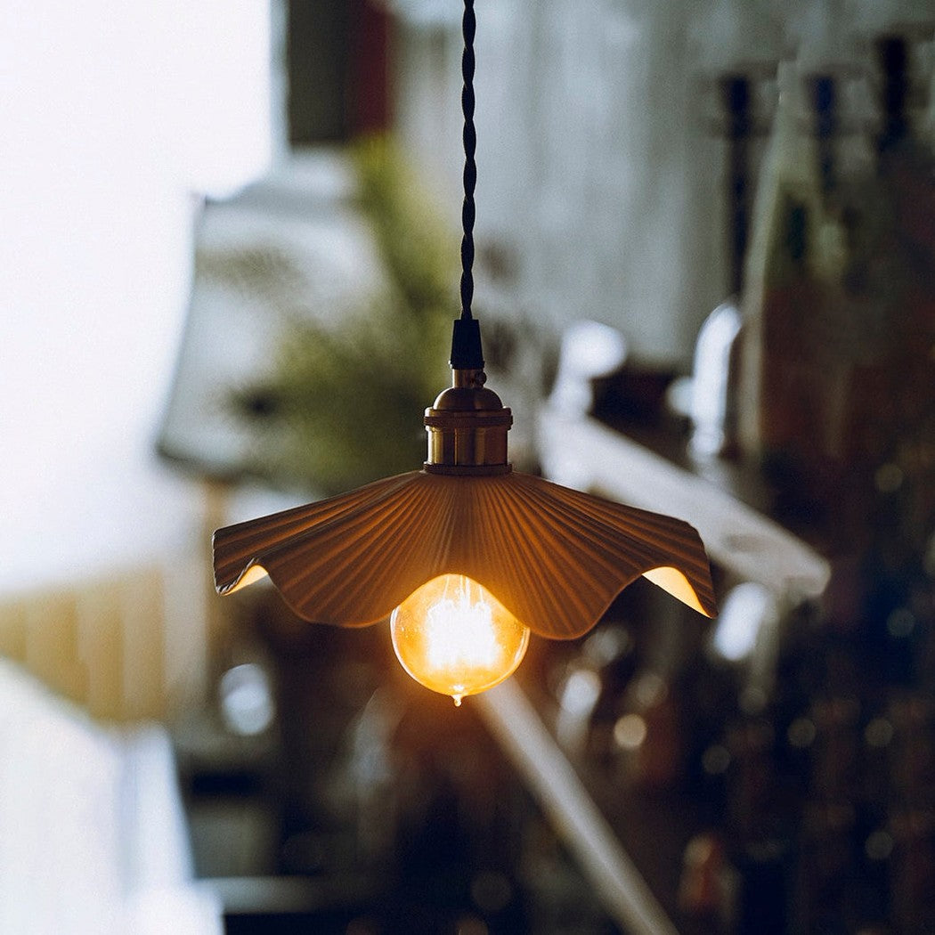 Anna Fluted Shade Brass Fitting Pendant Light