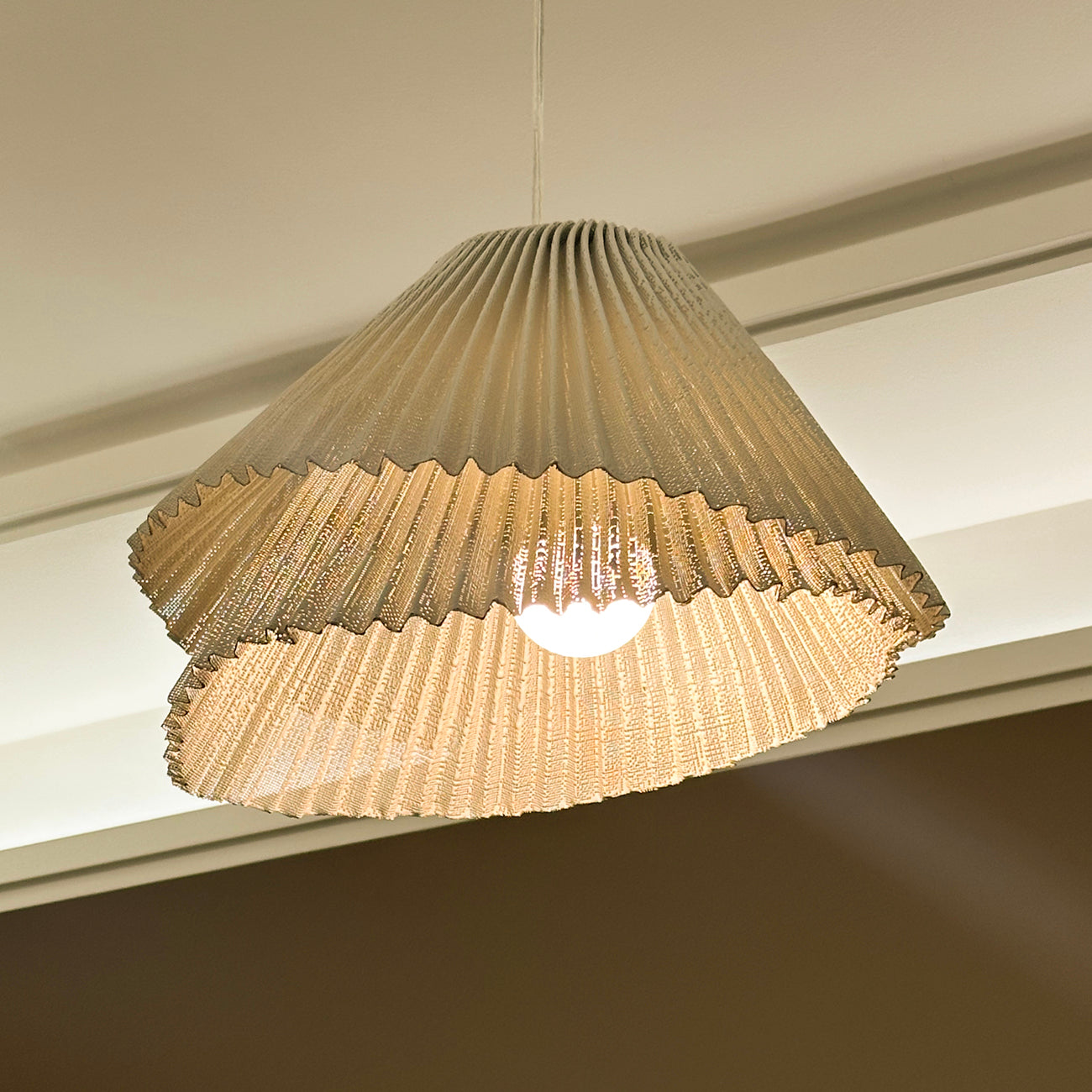 Genoise layered fabric wabi sabi minimalist japandi pendant light