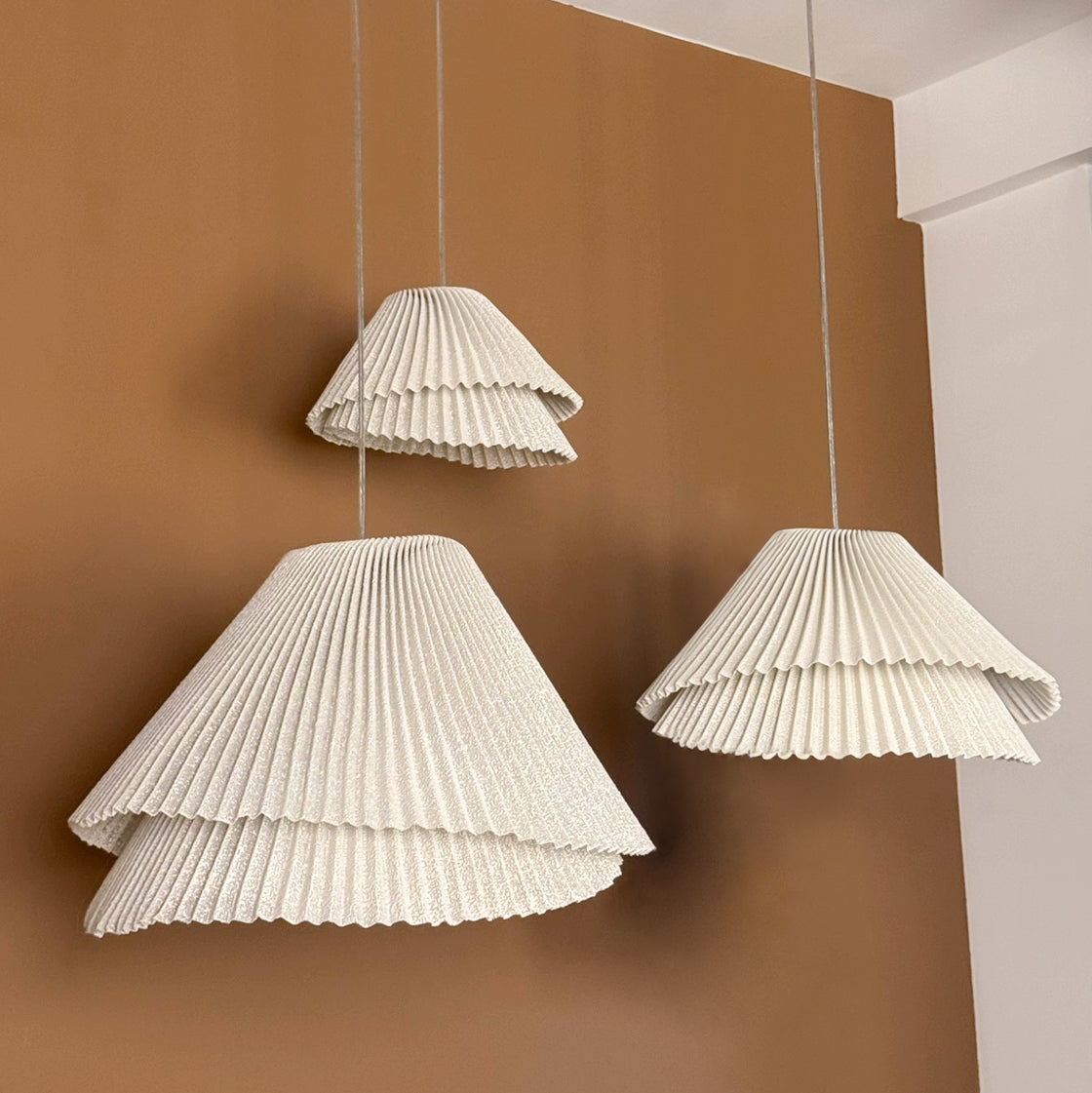 Genoise layered fabric wabi sabi minimalist japandi pendant light