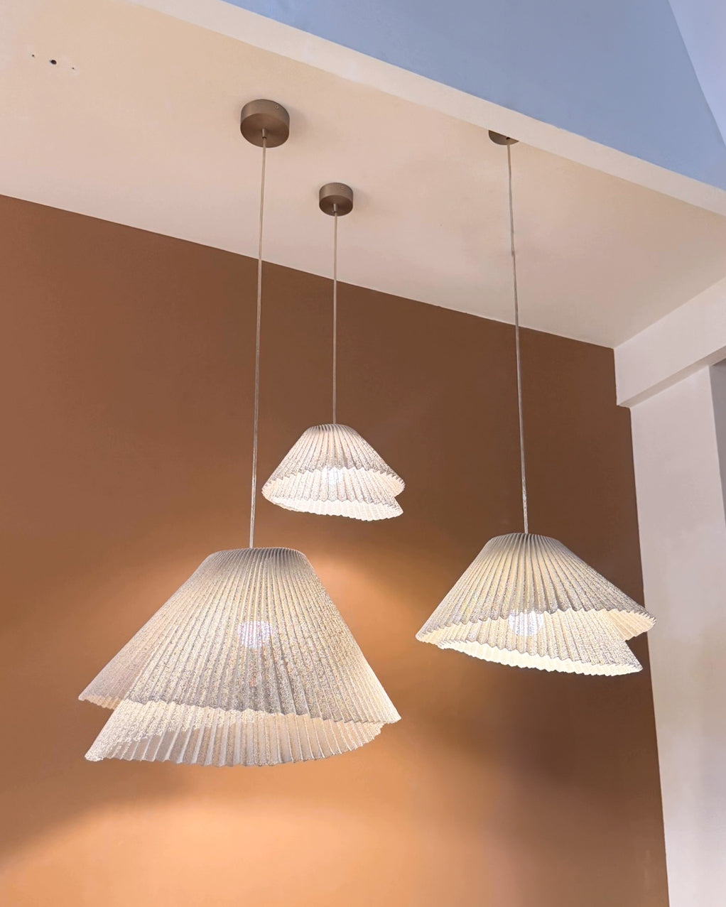 Genoise layered fabric wabi sabi minimalist japandi pendant light