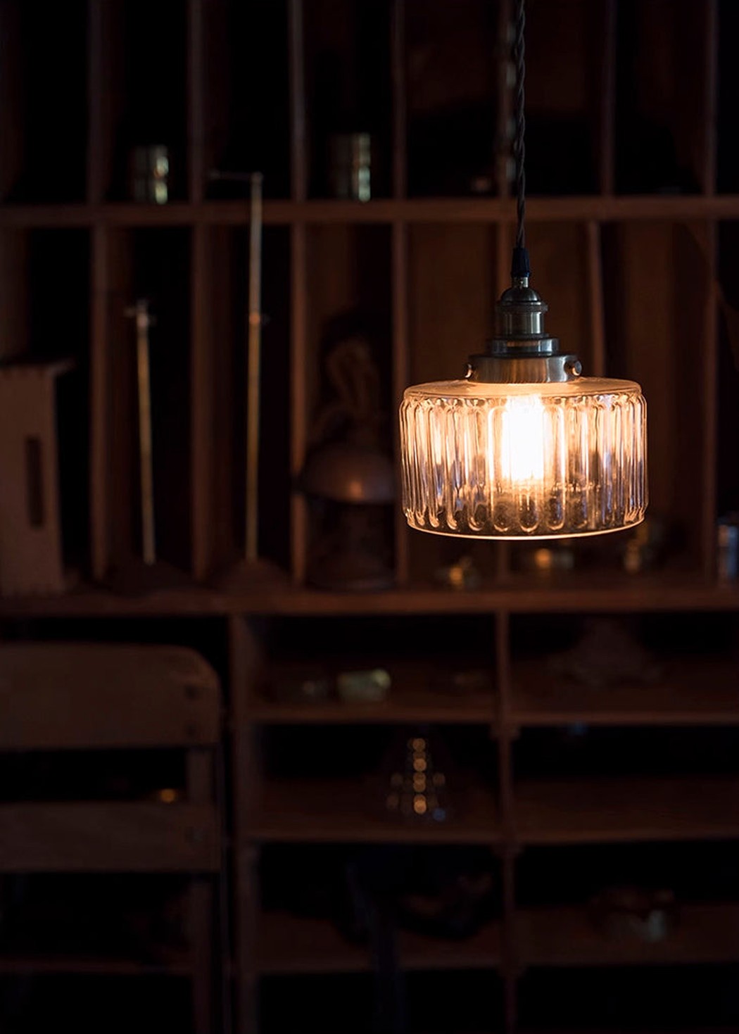 Adelaide Glass Mid Century Vintage look Brass Fitting Pendant Light