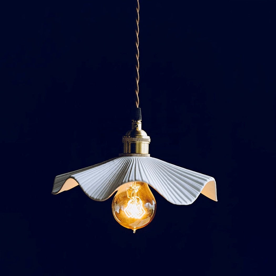 Anna Fluted Shade Brass Fitting Pendant Light