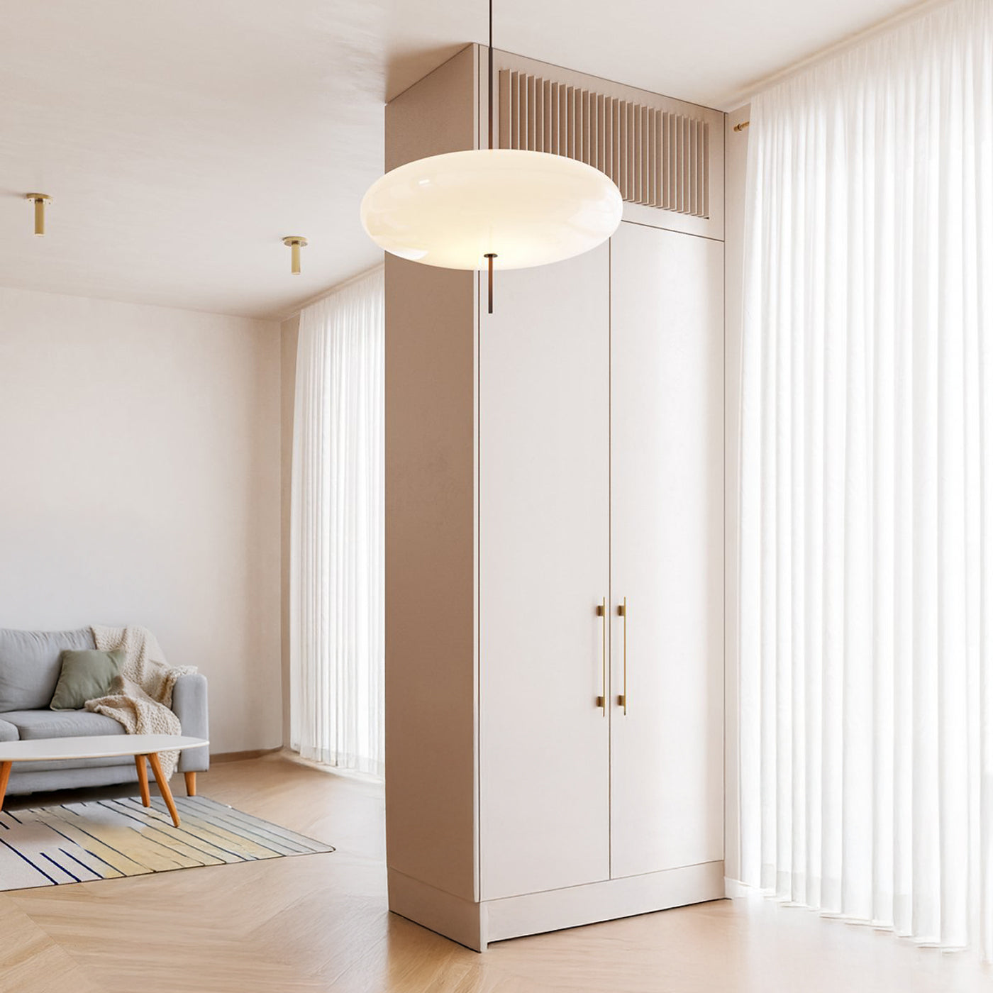 Fluo Bauhaus Milk Glass Pendant Light