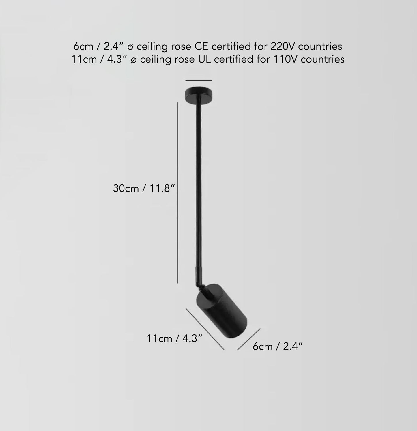 Lux Minimalist Adjustable Rod Spot Light - in Black