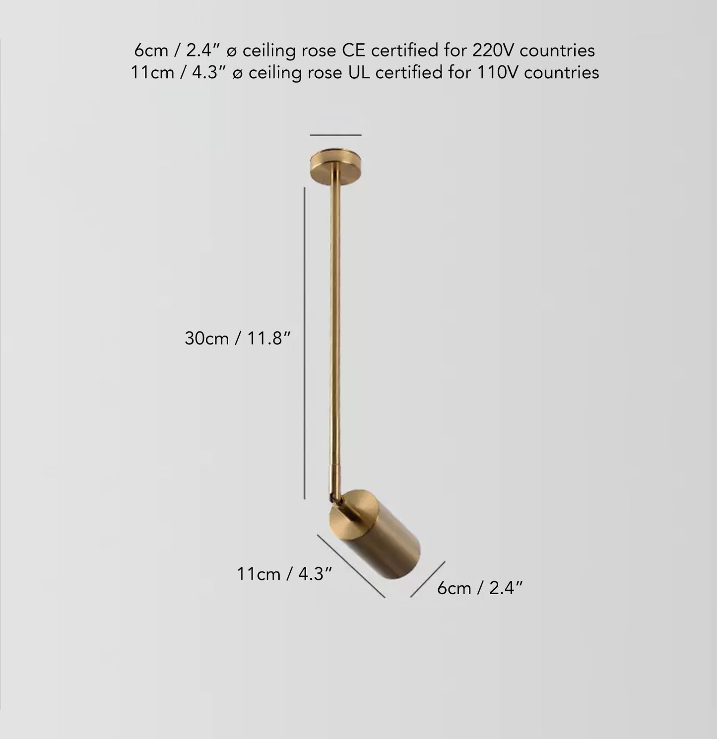 Lux Minimalist Line suspended rod spot light - in brass