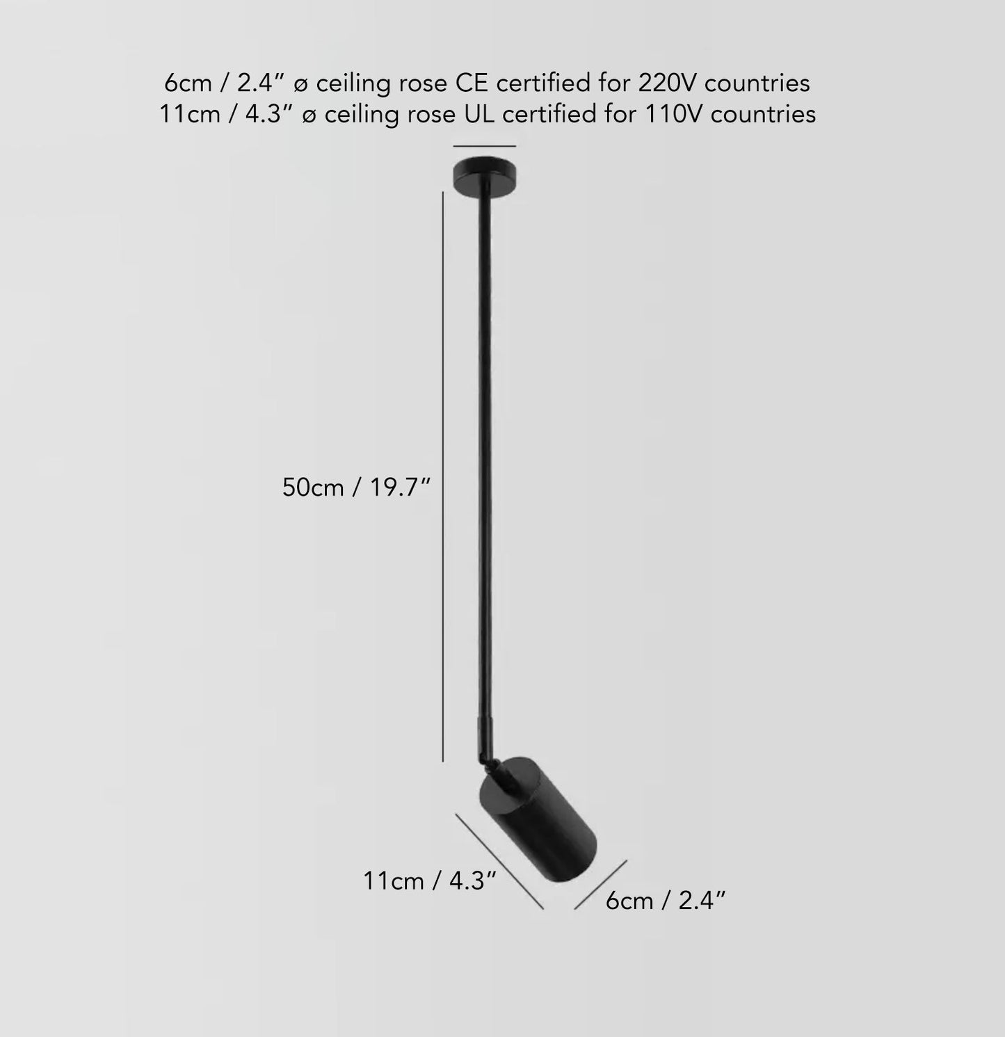 Lux Minimalist Adjustable Rod Spot Light - in Black