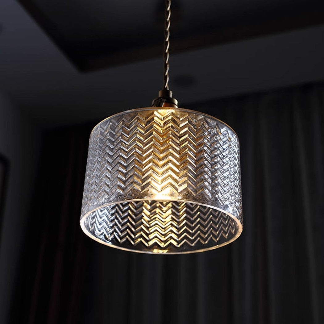 Jaipur Fluted Dome Glass With Brass Fitting Art Deco Pendant Light