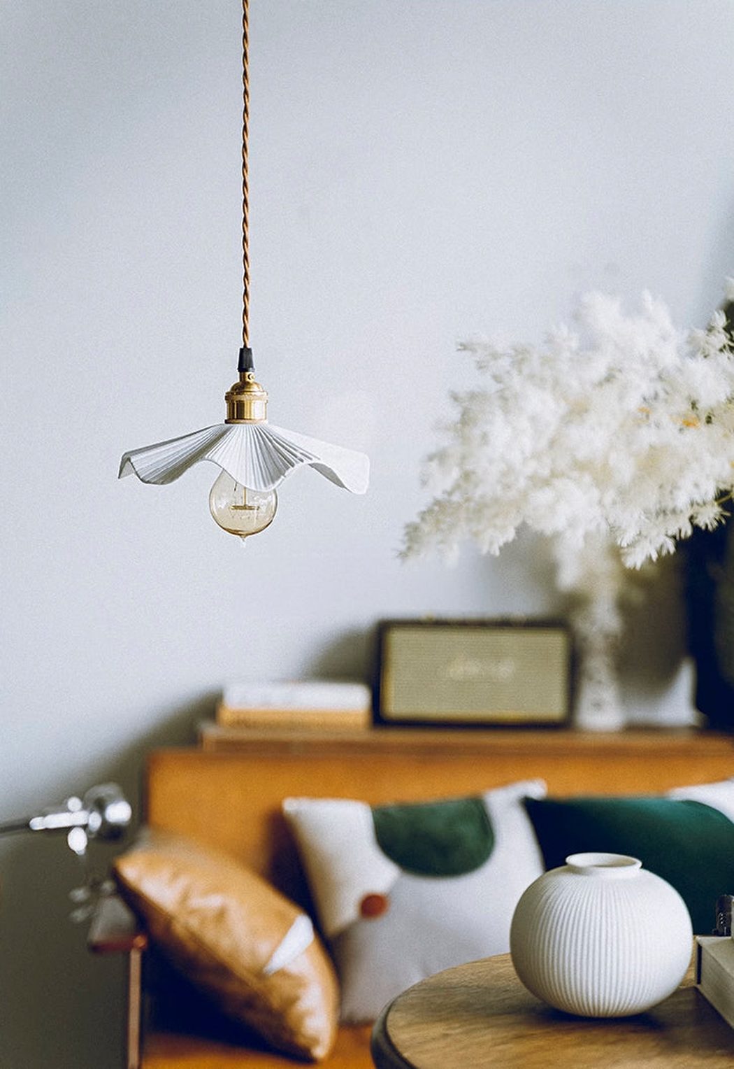 Anna Fluted Shade Brass Fitting Pendant Light