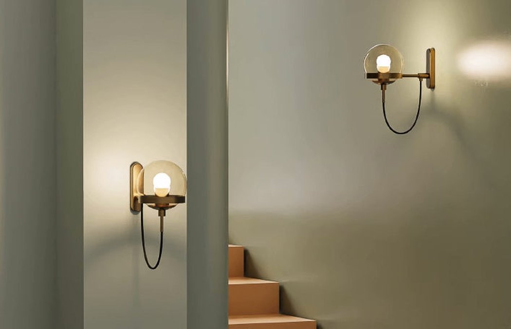 Dexter Glass Orb Brass Wall Light