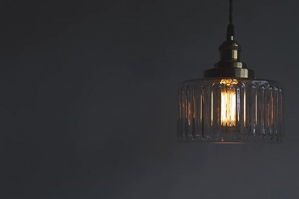Adelaide Glass Mid Century Vintage look Brass Fitting Pendant Light