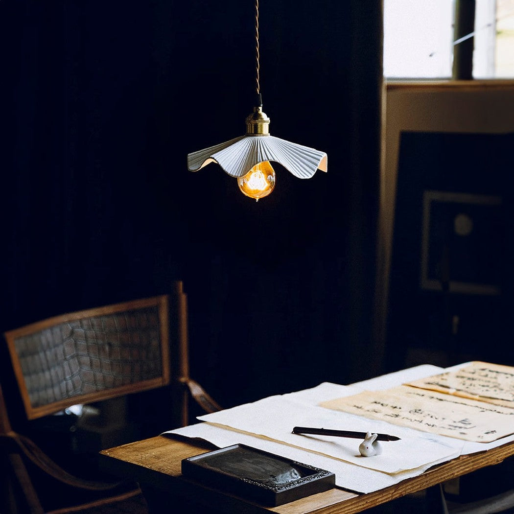 Anna Fluted Shade Brass Fitting Pendant Light