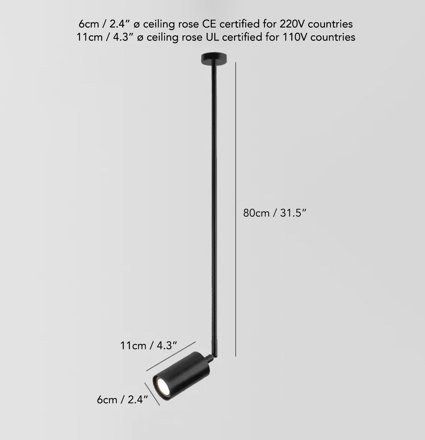 Lux Minimalist Adjustable Rod Spot Light - in Black