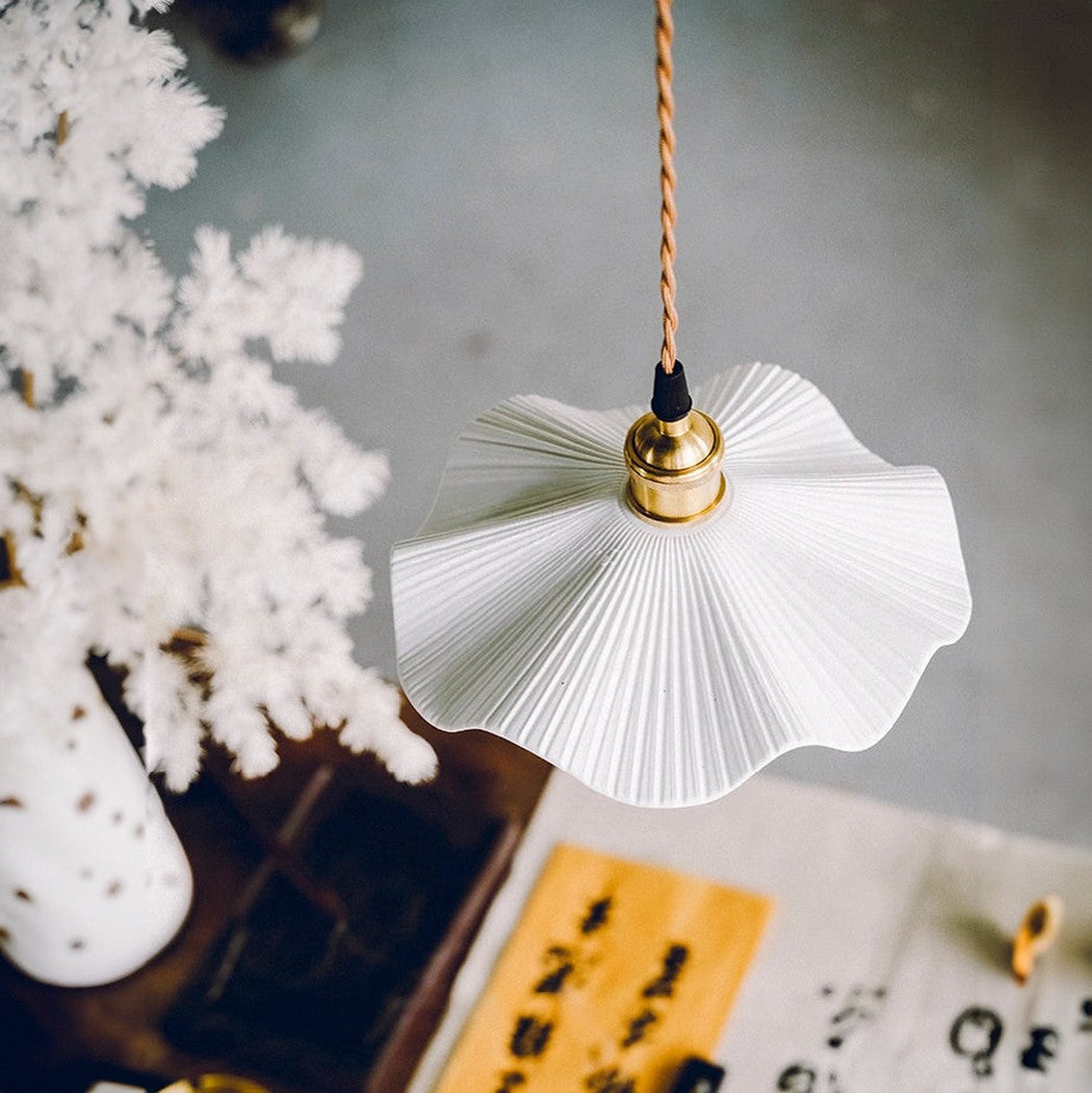 Anna Fluted Shade Brass Fitting Pendant Light