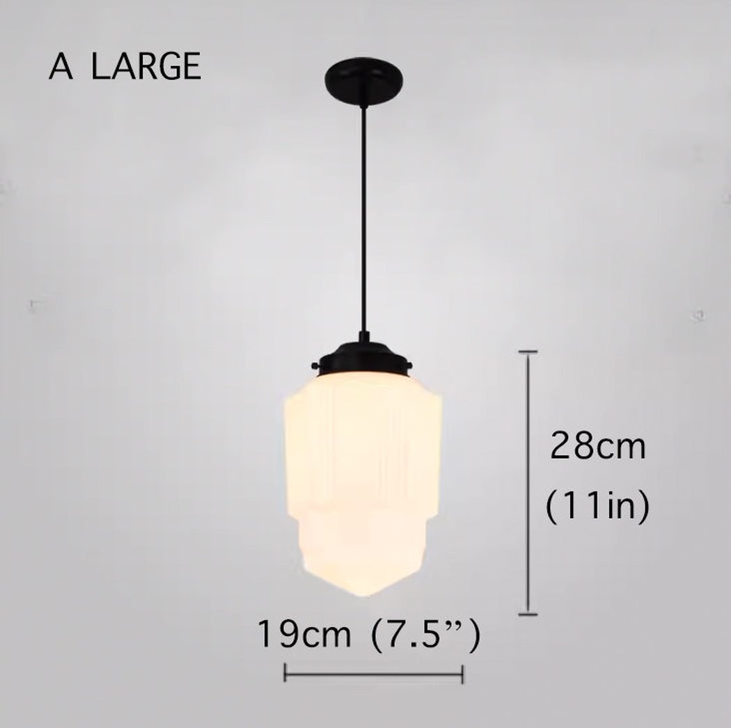 Art Deco Milk Glass Pendant Light