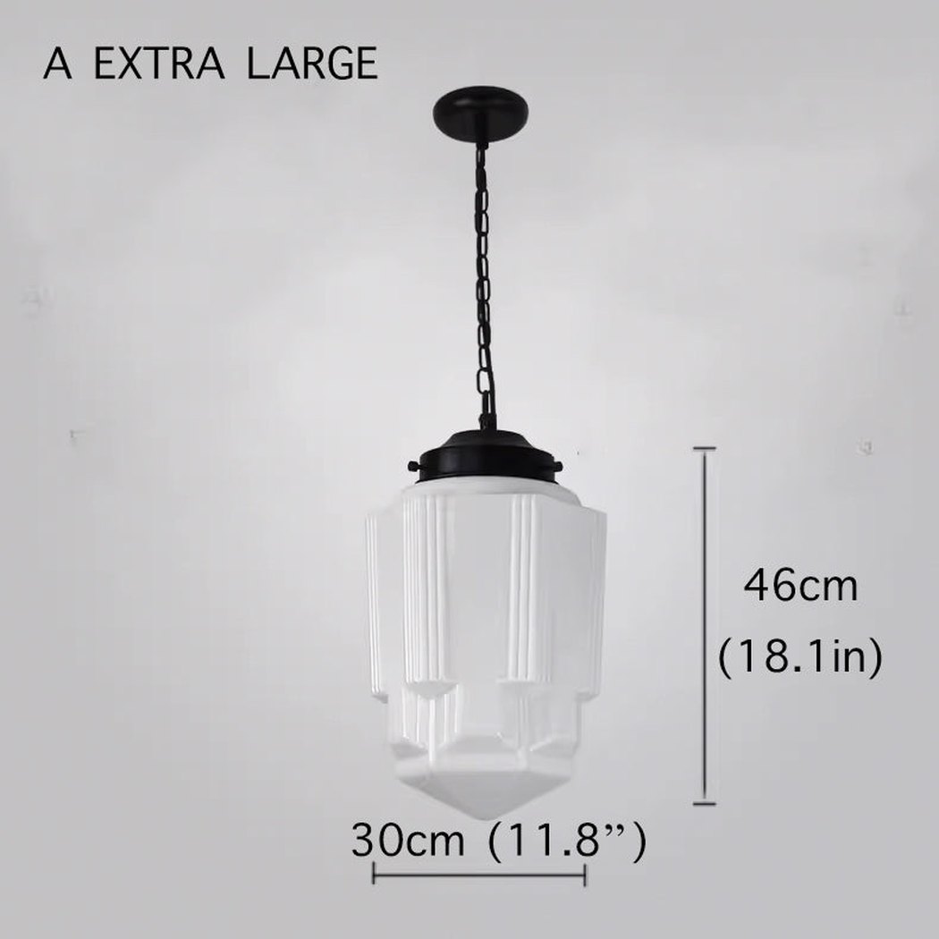 Art Deco Milk Glass Pendant Light