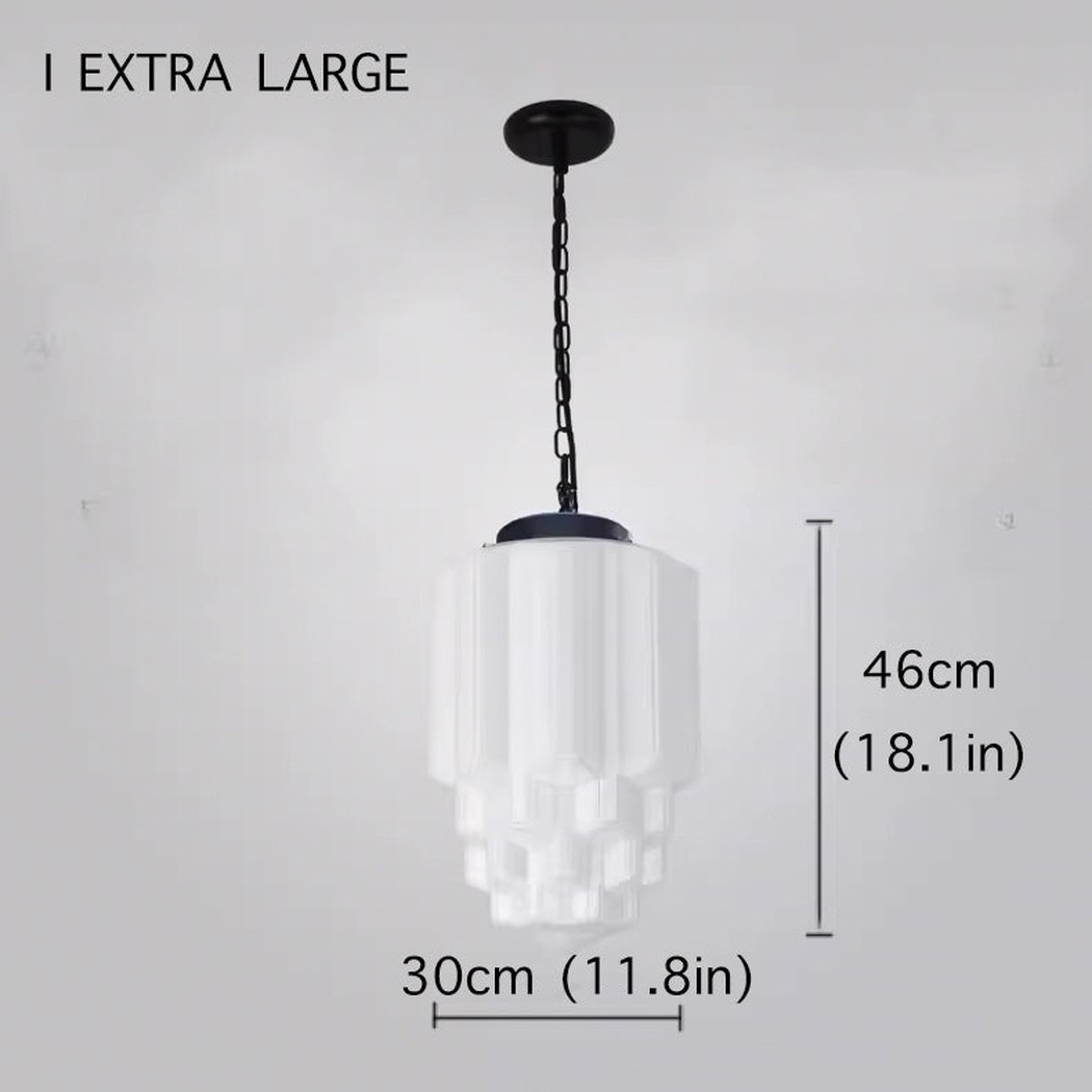 Art Deco Milk Glass Pendant Light