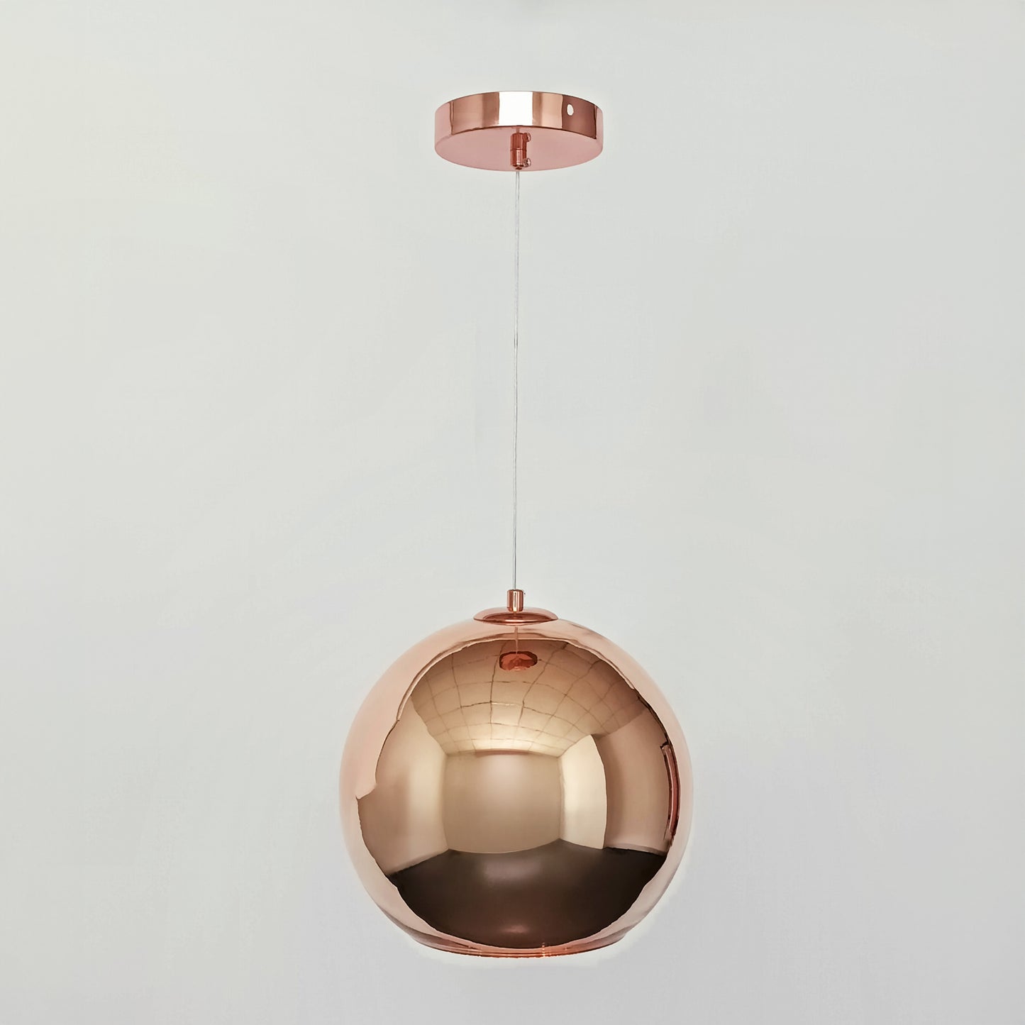 Copper Mirror Shade Glass Pendant Light