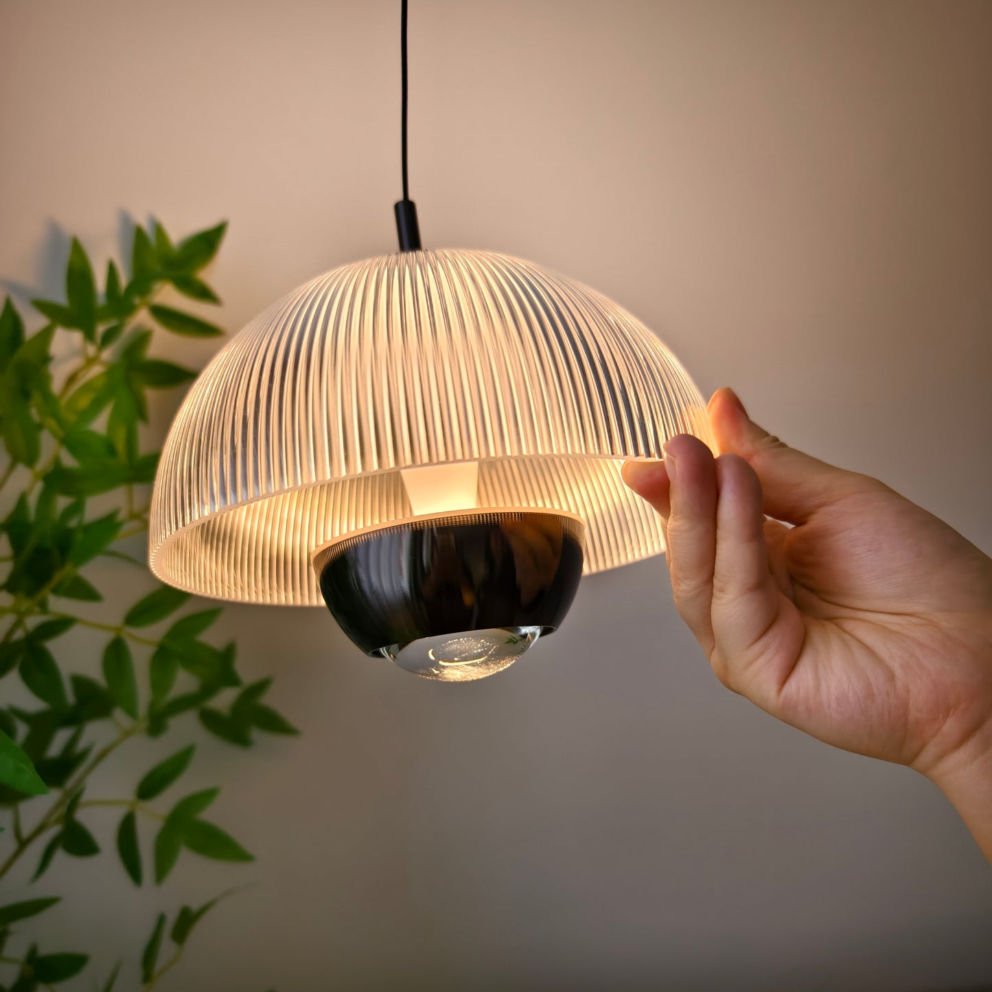 Eclipse Modern Ribbed Glass Pendant Light