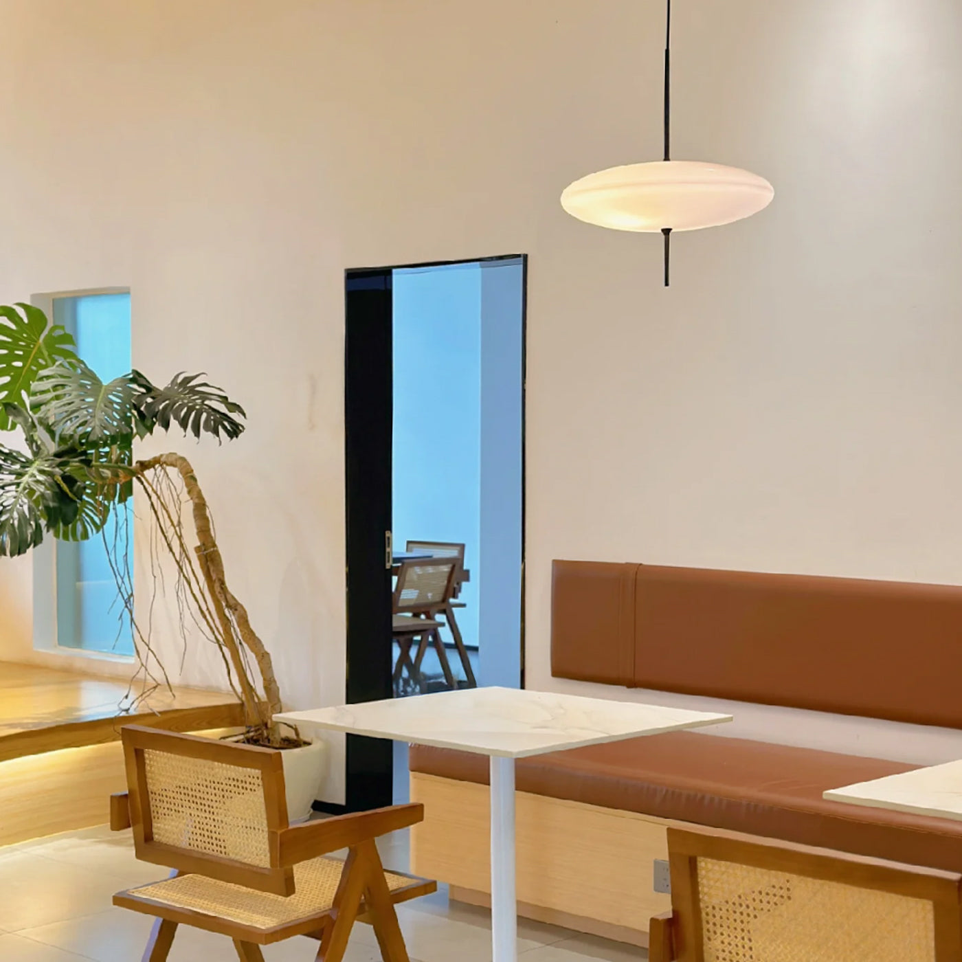 Fluo Bauhaus Milk Glass Pendant Light