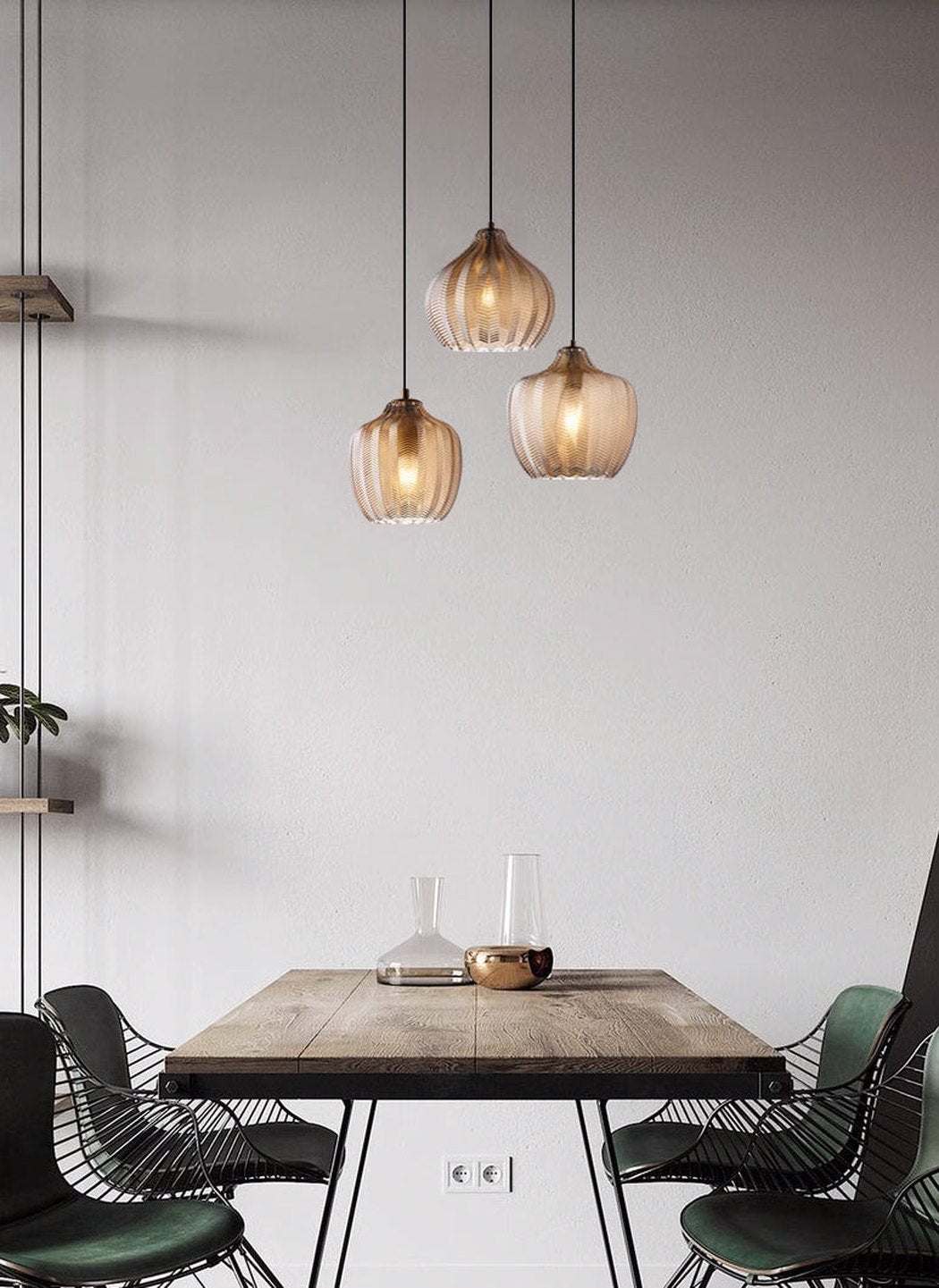 Yui Mid Century Glass Shade Pendant Light