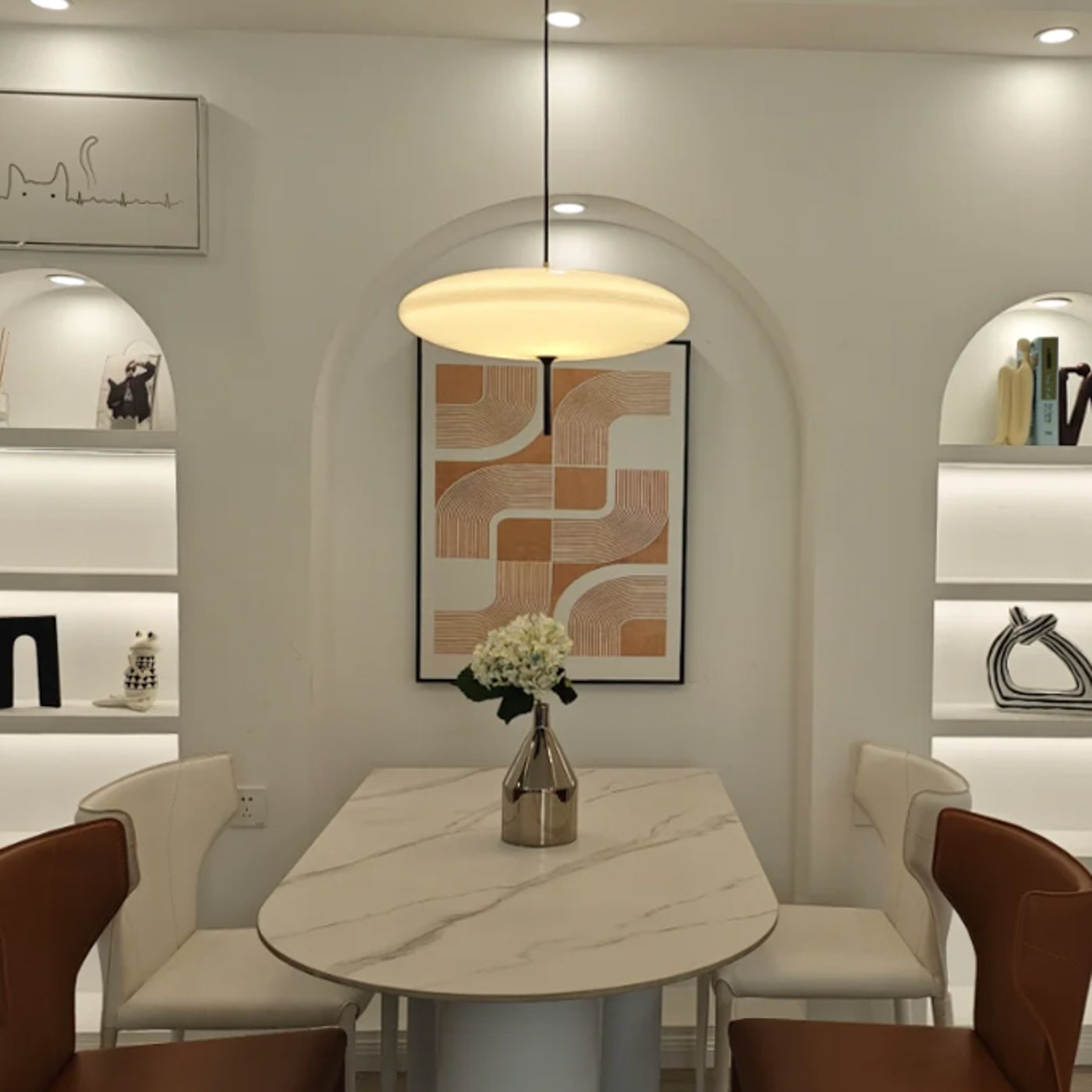 Fluo Bauhaus Milk Glass Pendant Light