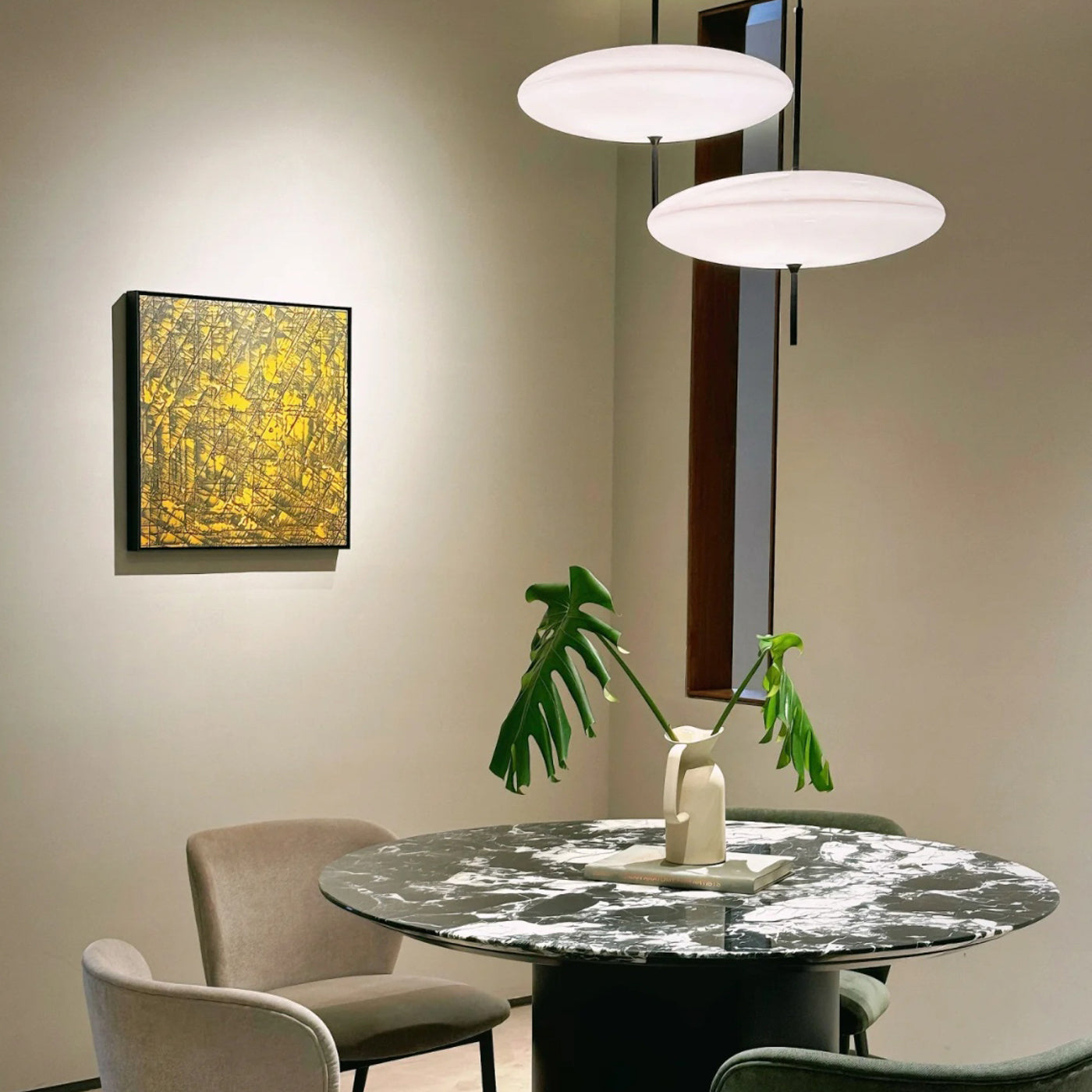 Fluo Bauhaus Milk Glass Pendant Light