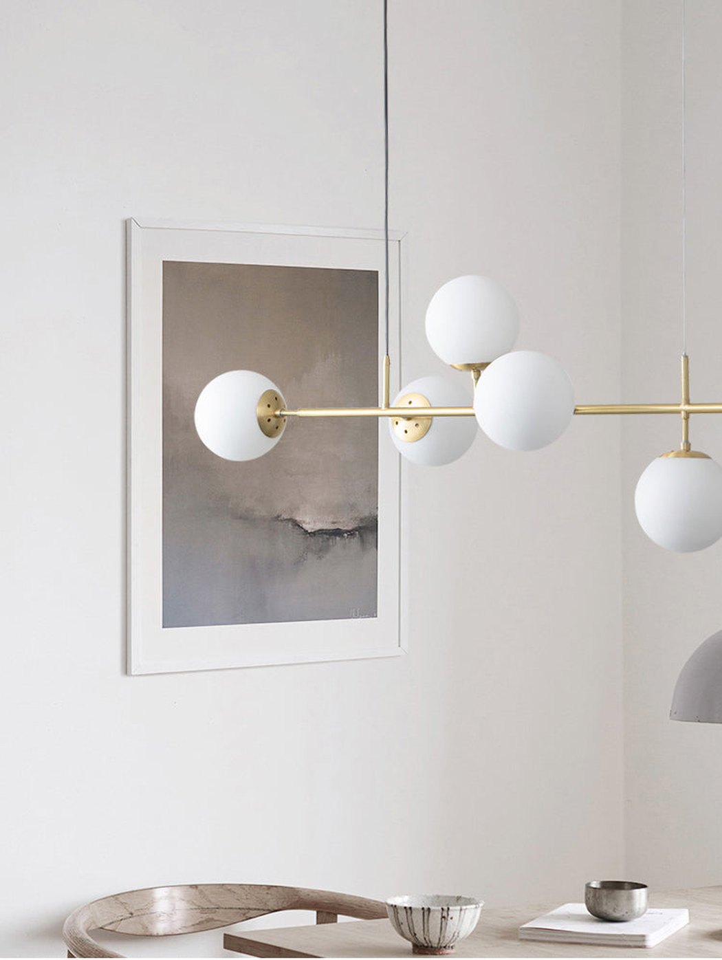 Olive Tree Milky Glass Kitchen Island line pendant light