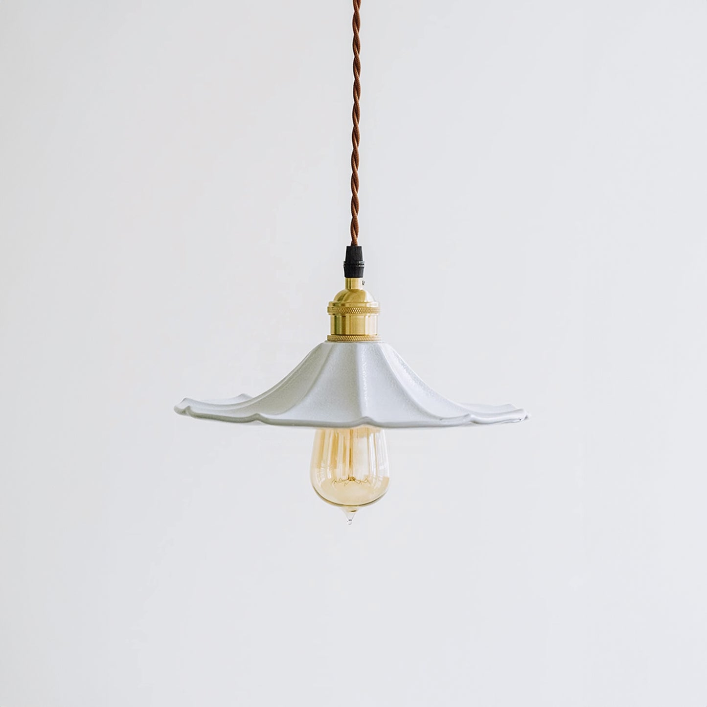 Odette Porcelain Shade Brass Fitting Pendant Light