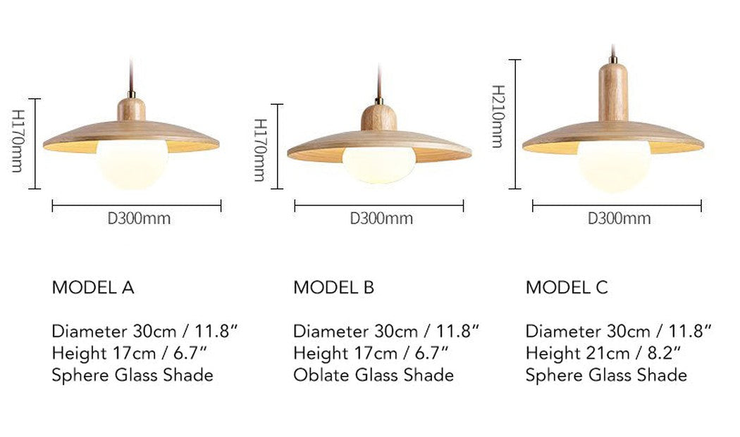 Ashwood Wooded Scandi Japandi Pendant Light