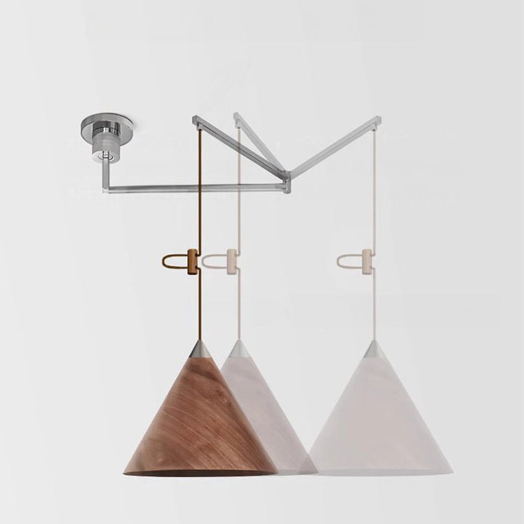 Geppetto Swing Arm Wooden Shade Ceiling Light / Pendant Light