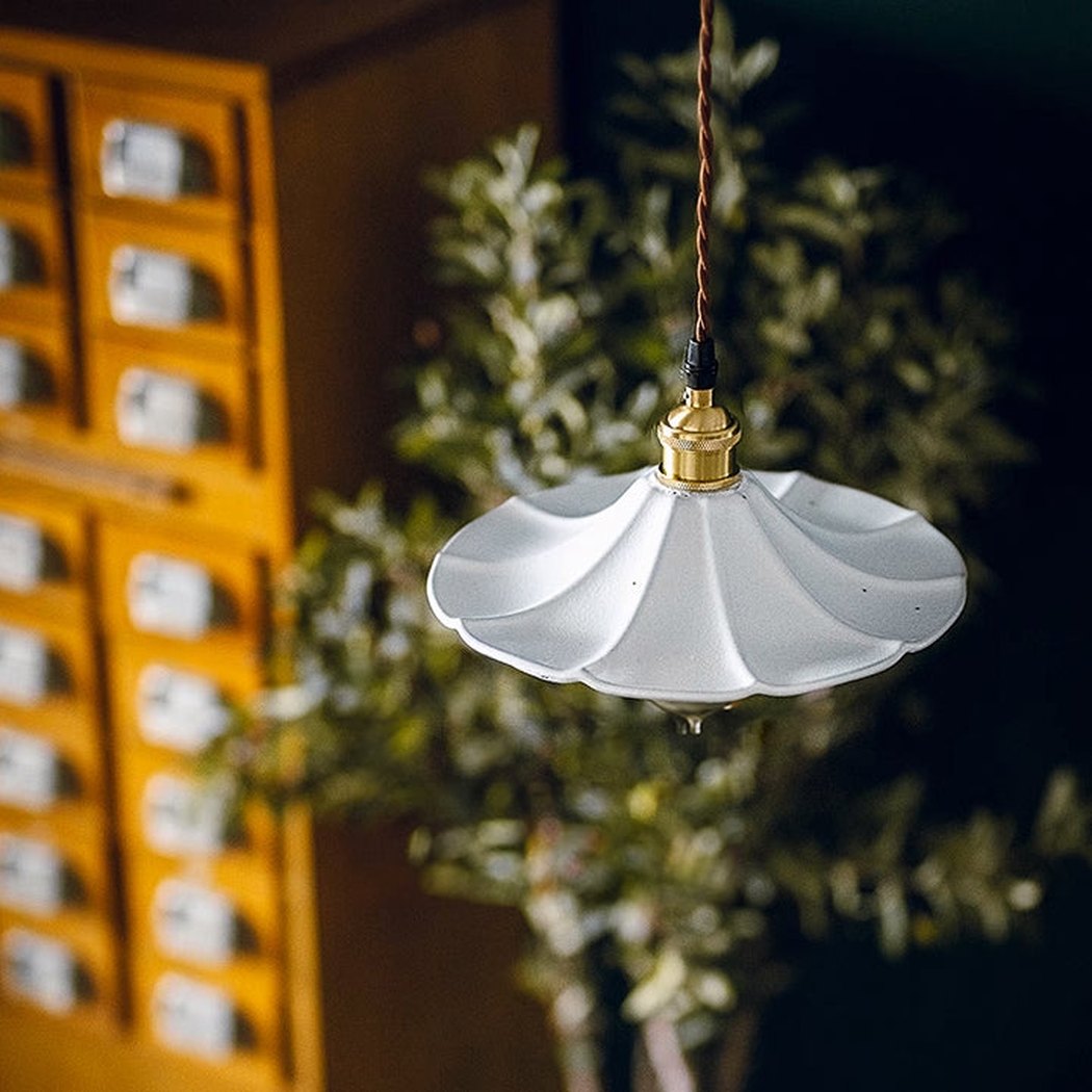 Odette Porcelain Shade Brass Fitting Pendant Light