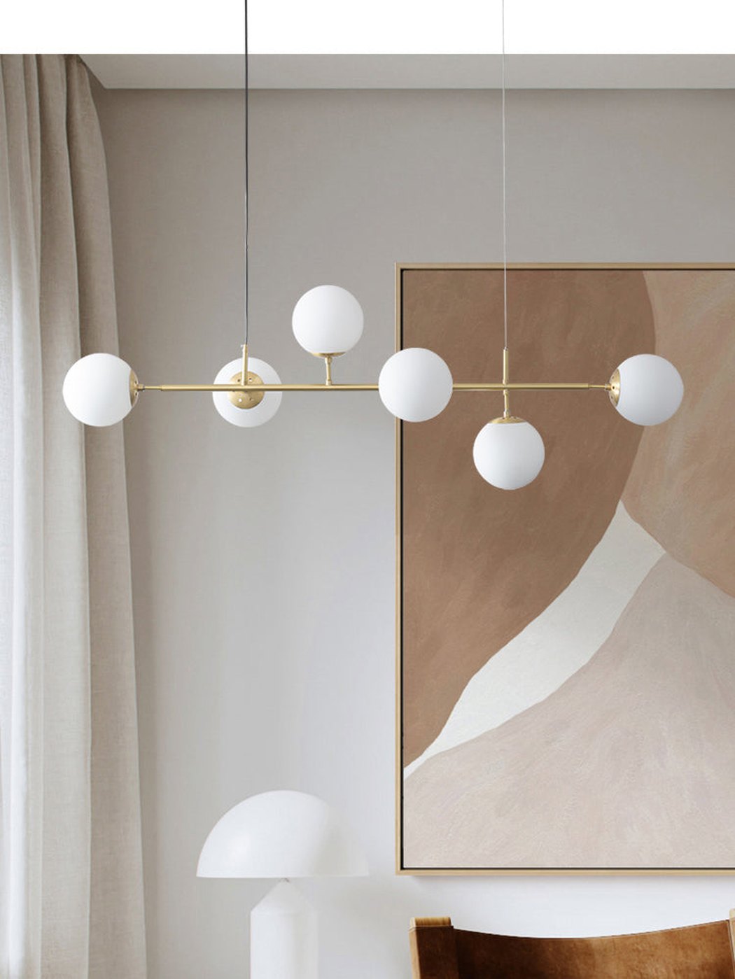 Olive Tree Milky Glass Kitchen Island line pendant light