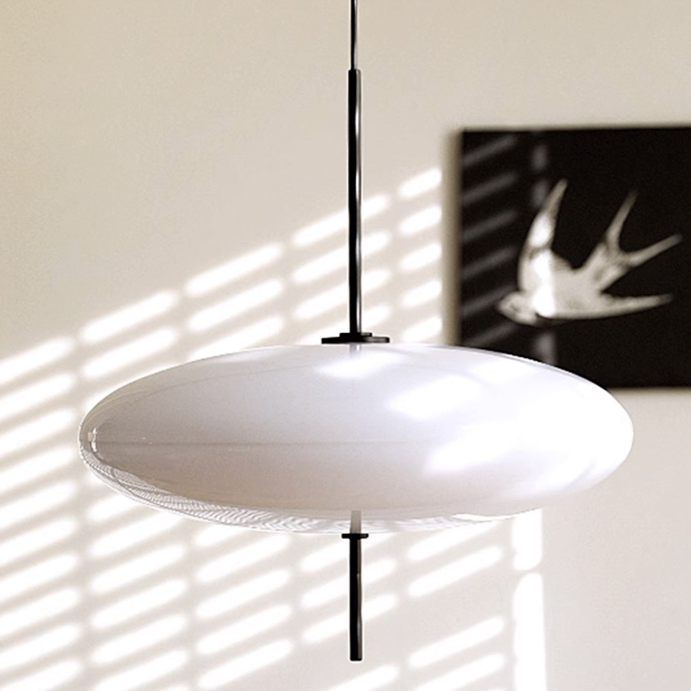 Fluo Bauhaus Milk Glass Pendant Light