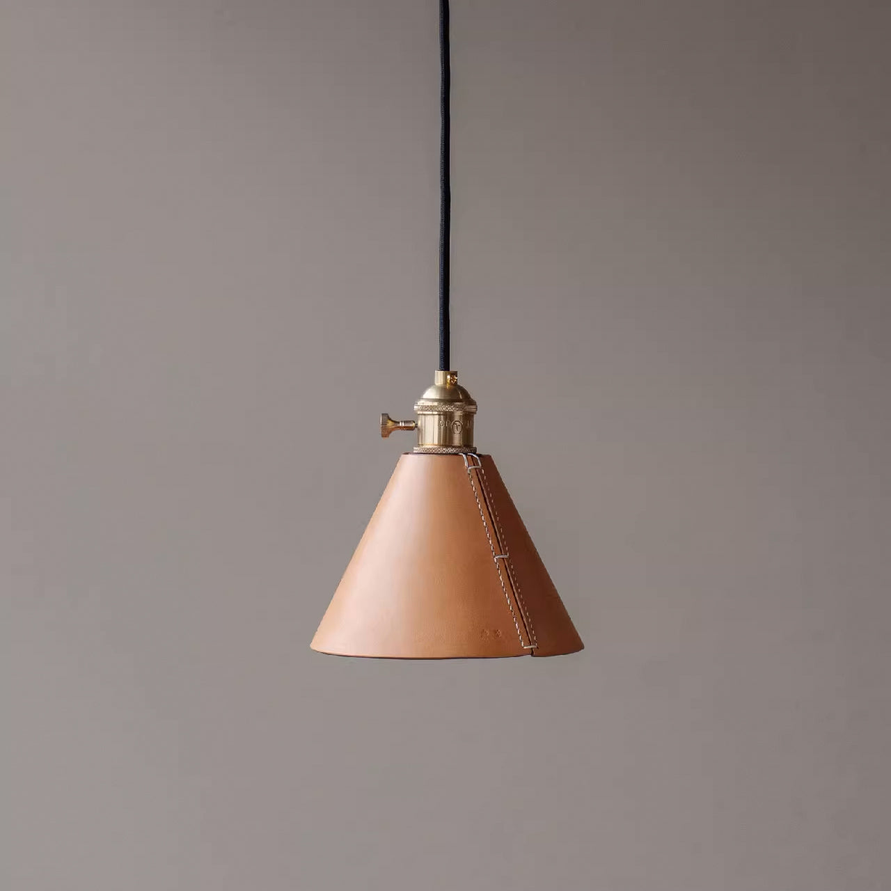 Porter Leather Cone Shade Brass Fitting Pendant Light