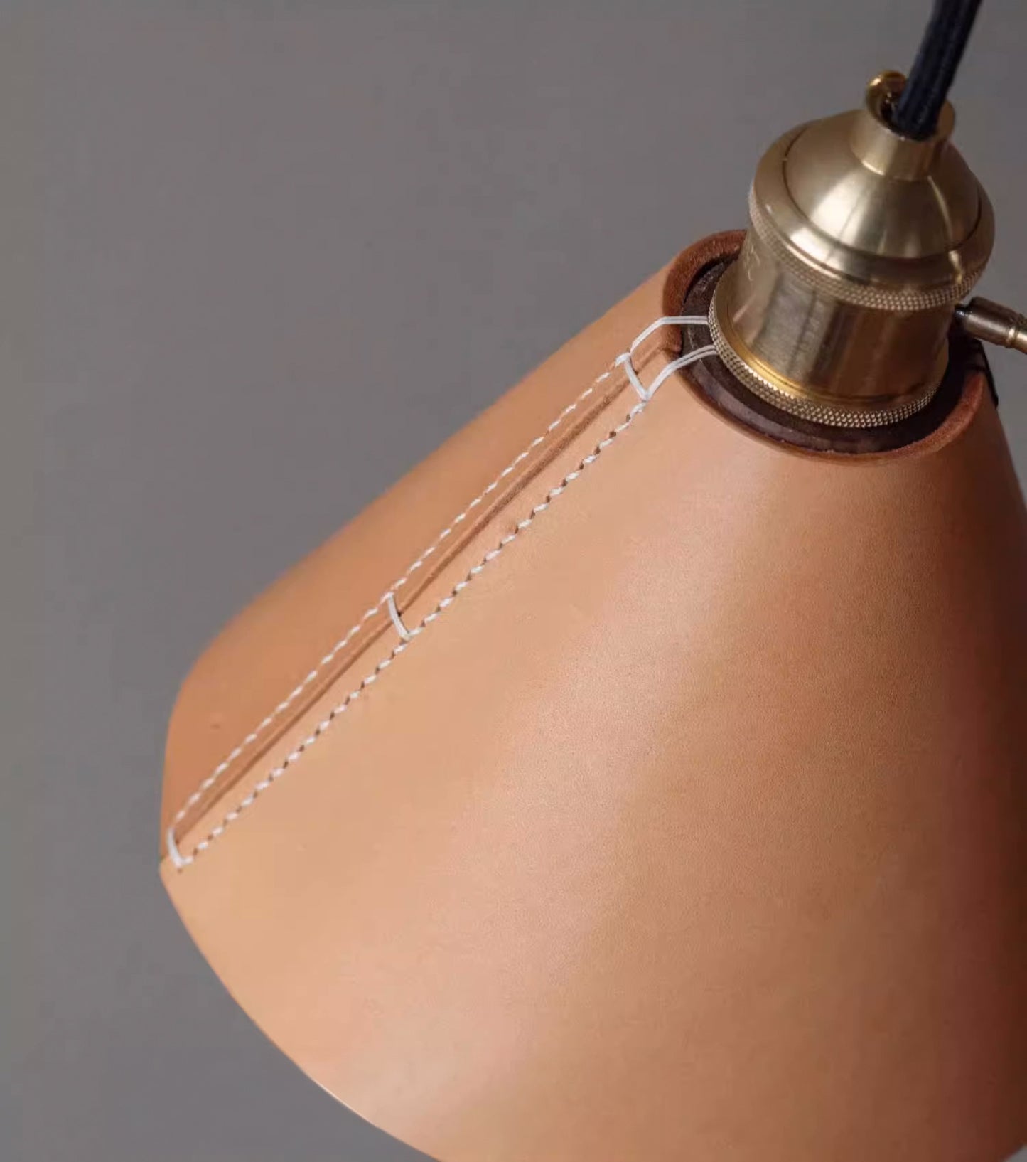 Porter Leather Cone Shade Brass Fitting Pendant Light