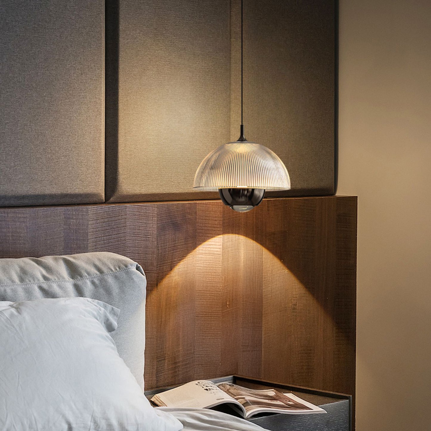 Eclipse Modern Ribbed Glass Pendant Light