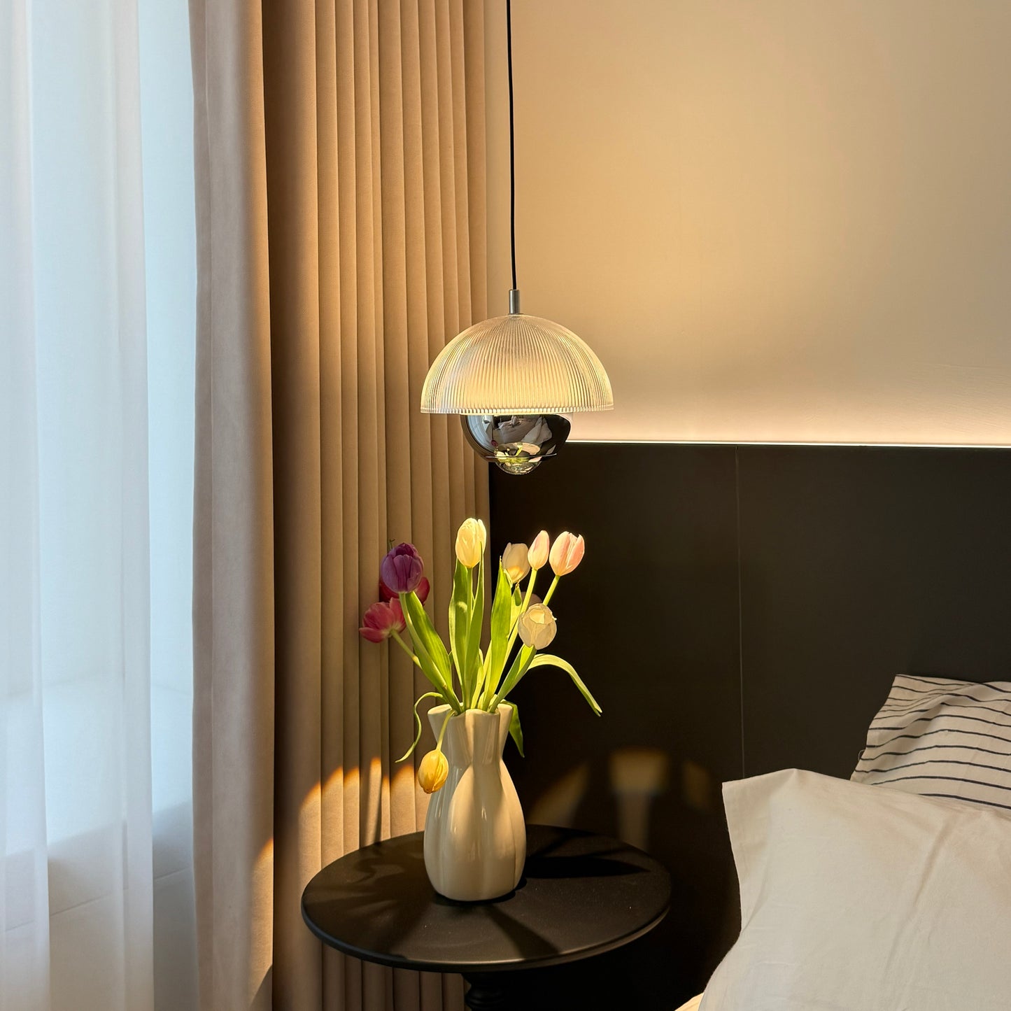 Eclipse Modern Ribbed Glass Pendant Light
