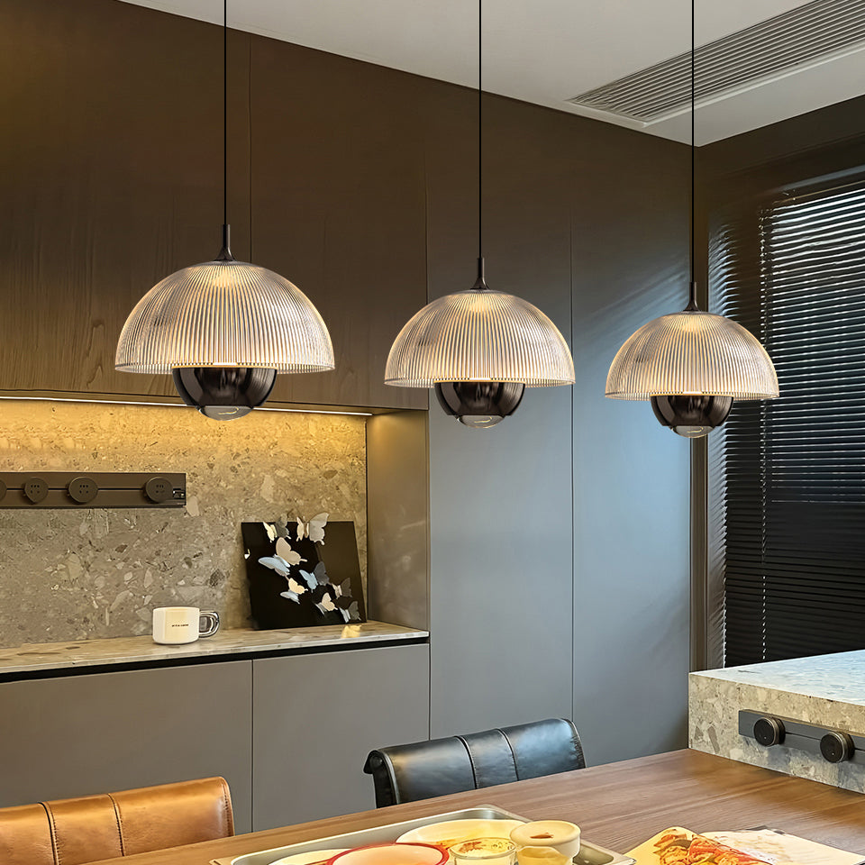 Eclipse Modern Ribbed Glass Pendant Light