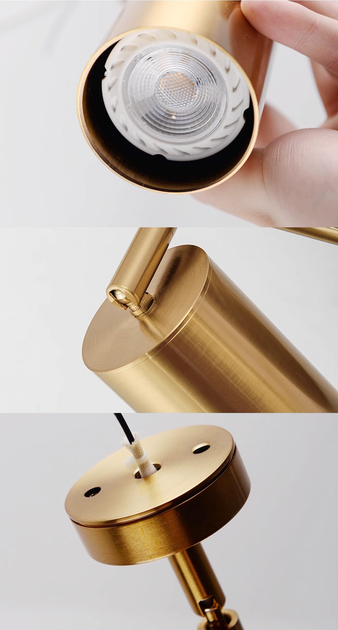 Lux Minimalist Line suspended rod spot light - in brass