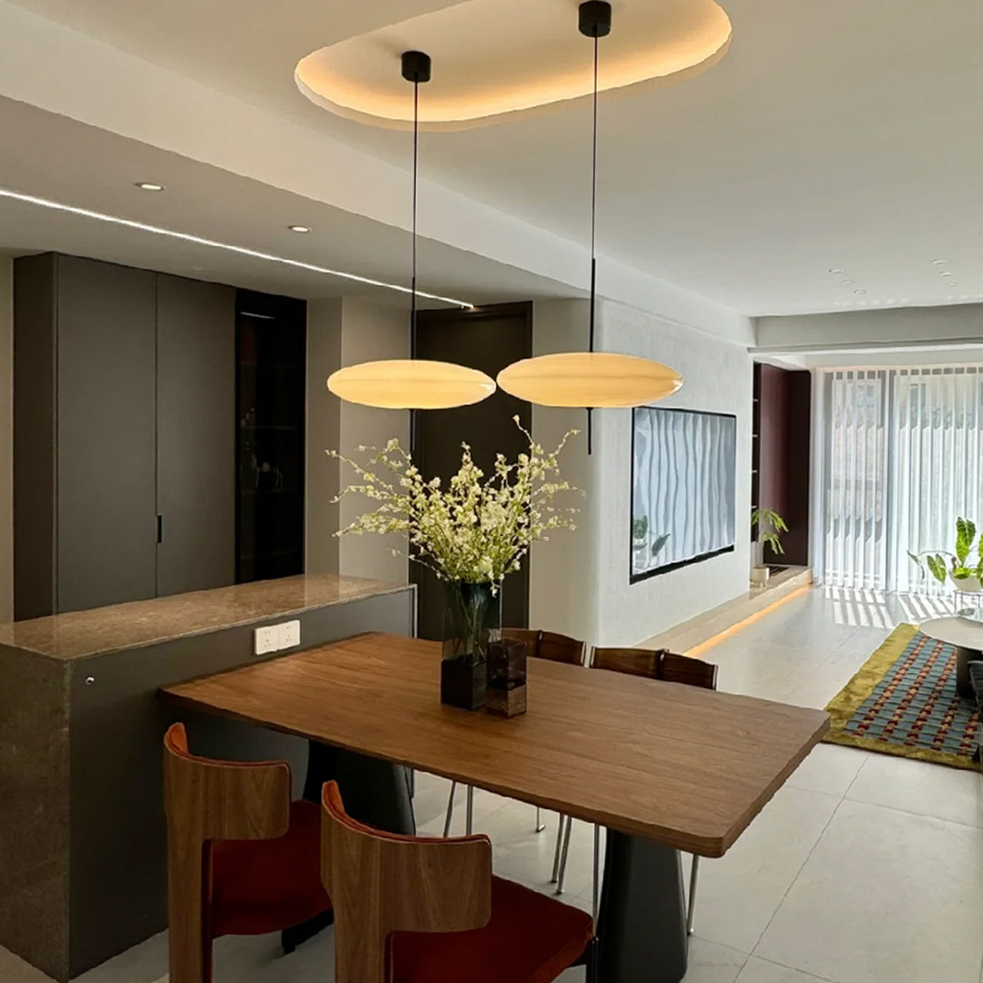 Fluo Bauhaus Milk Glass Pendant Light