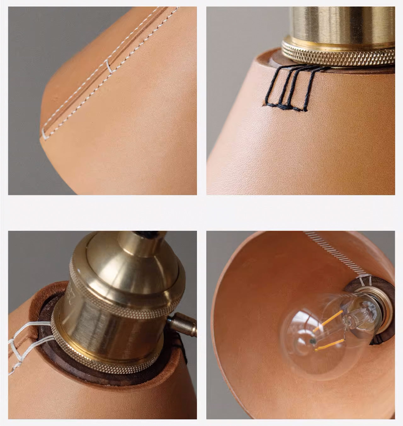 Porter Leather Cone Shade Brass Fitting Pendant Light
