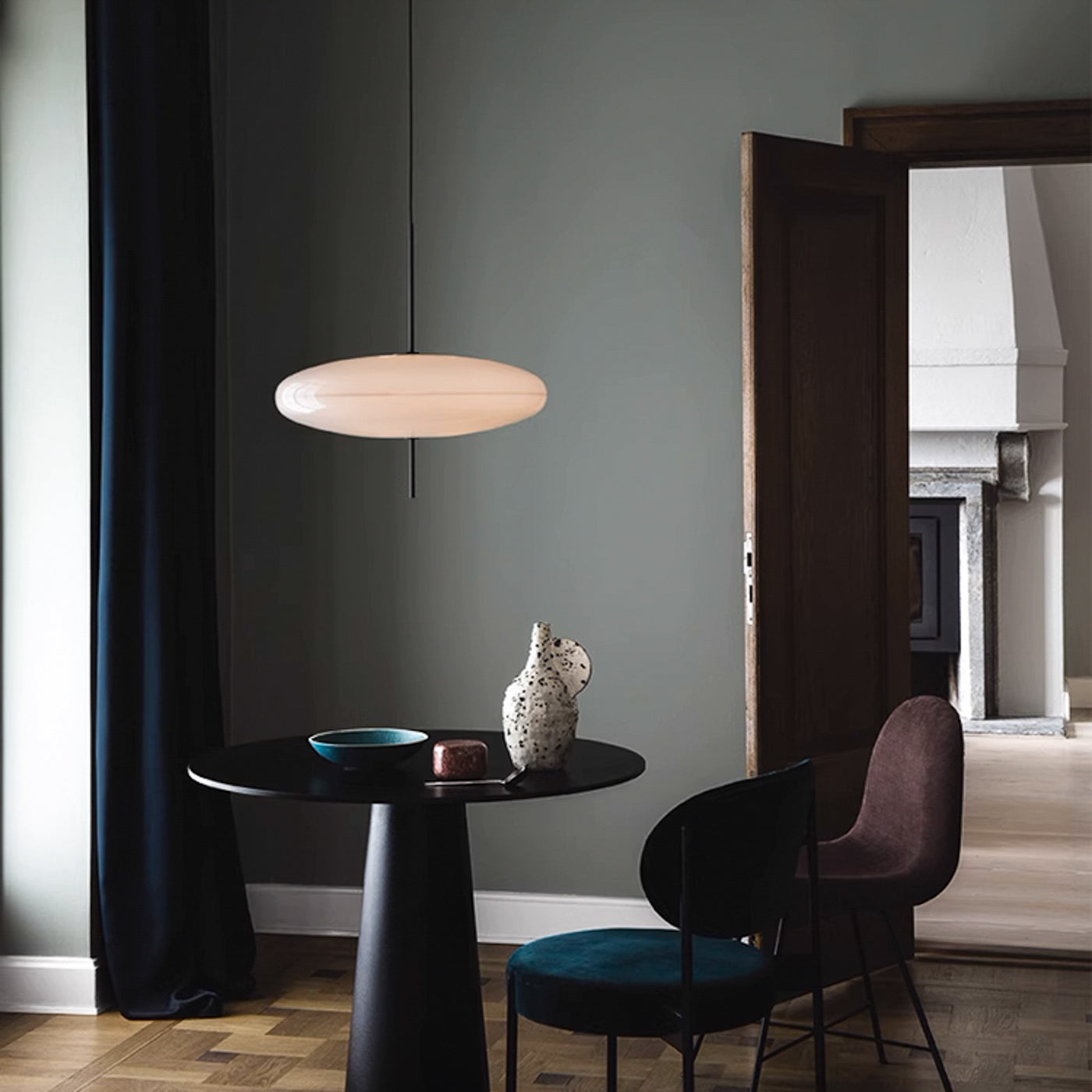 Fluo Bauhaus Milk Glass Pendant Light