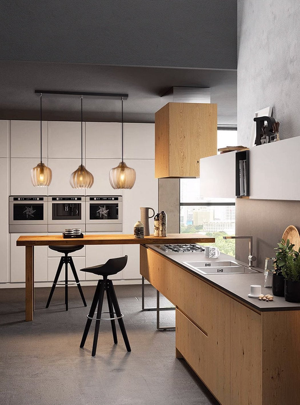 Yui Mid Century Glass Shade Pendant Light