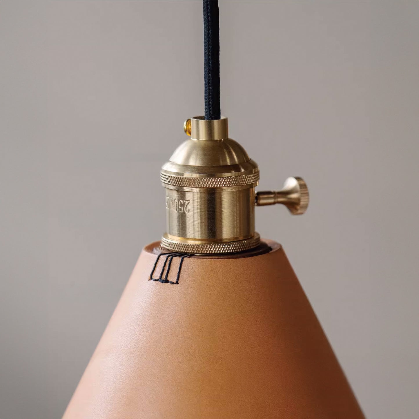 Porter Leather Cone Shade Brass Fitting Pendant Light
