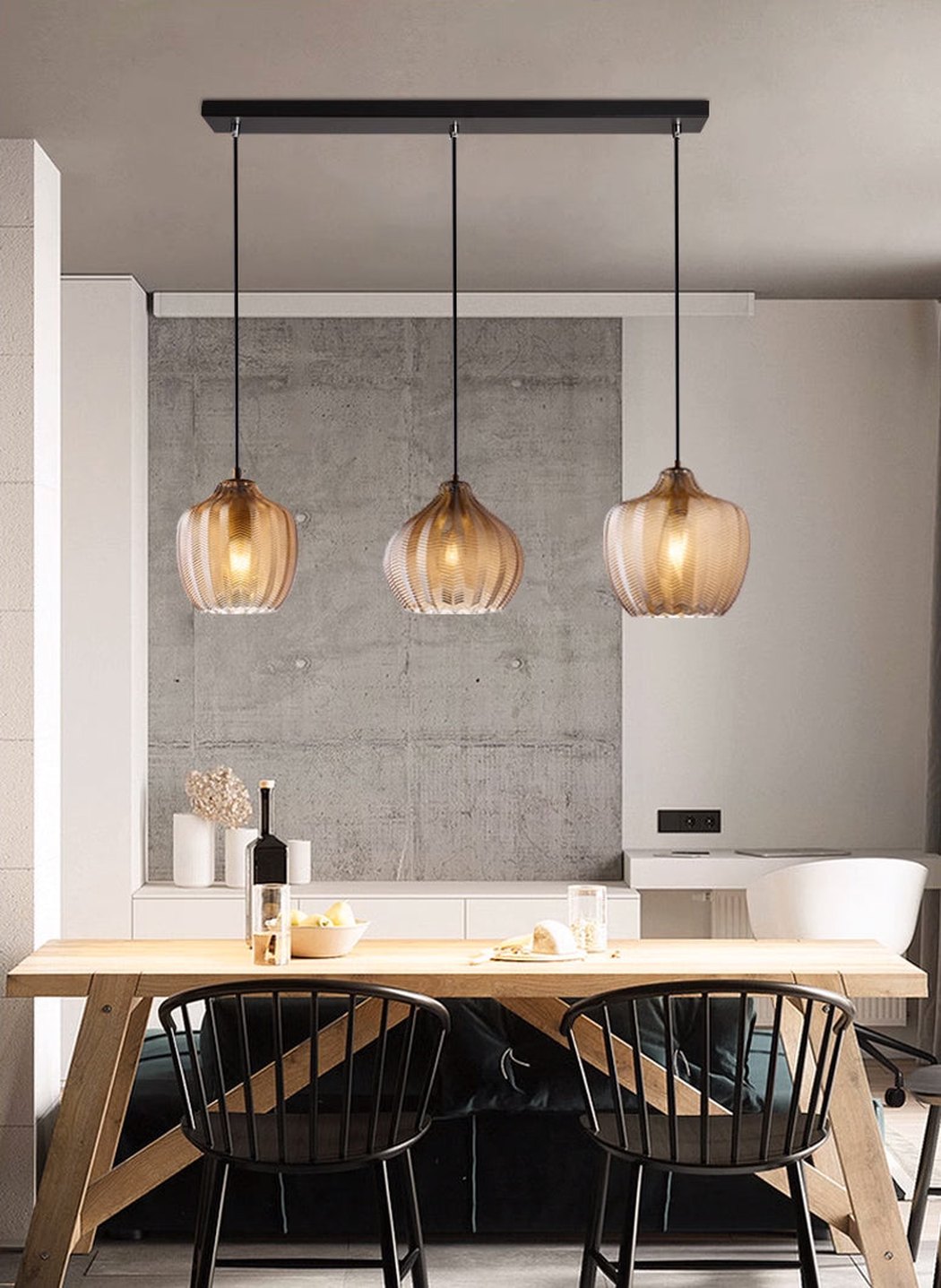 Yui Mid Century Glass Shade Pendant Light