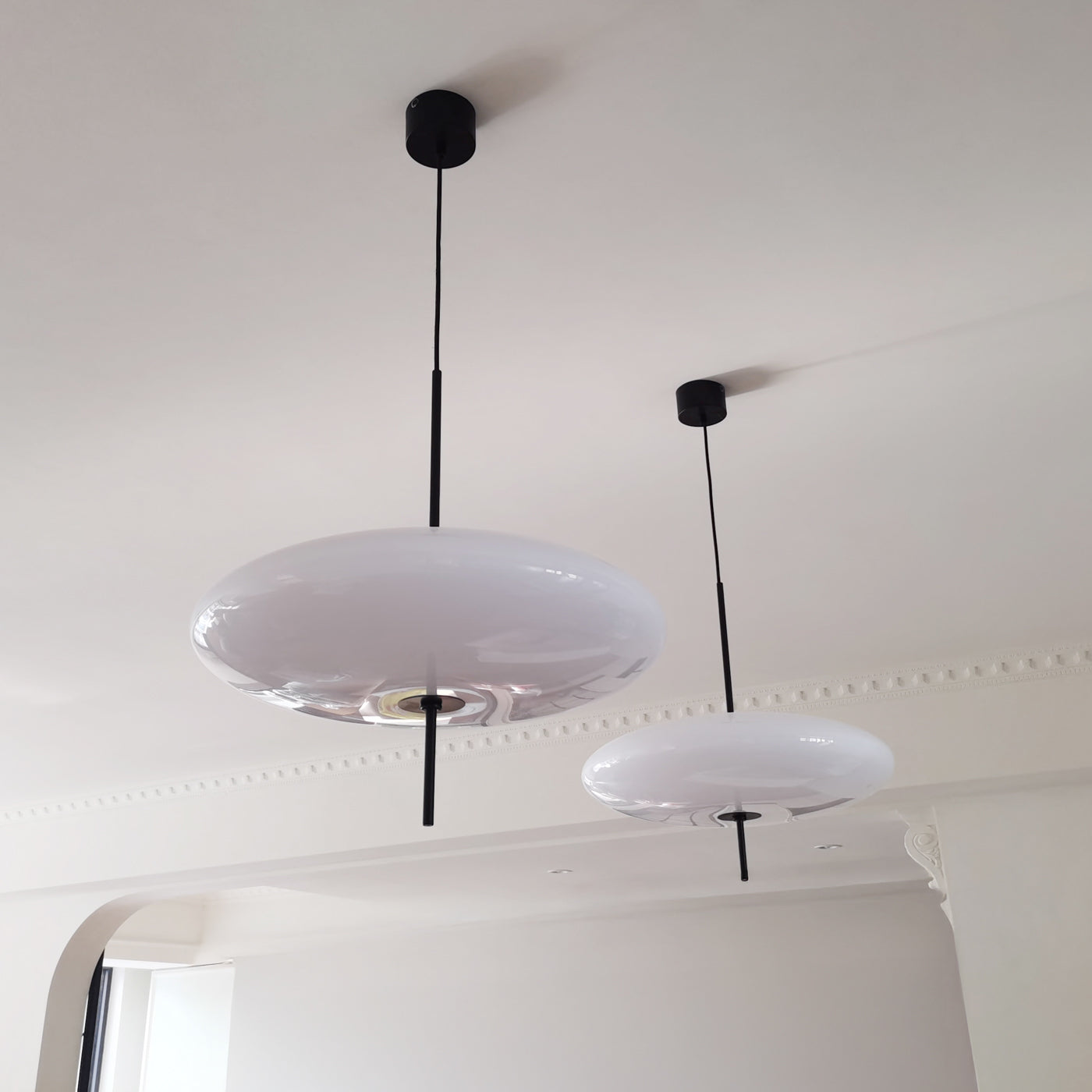 Fluo Bauhaus Milk Glass Pendant Light