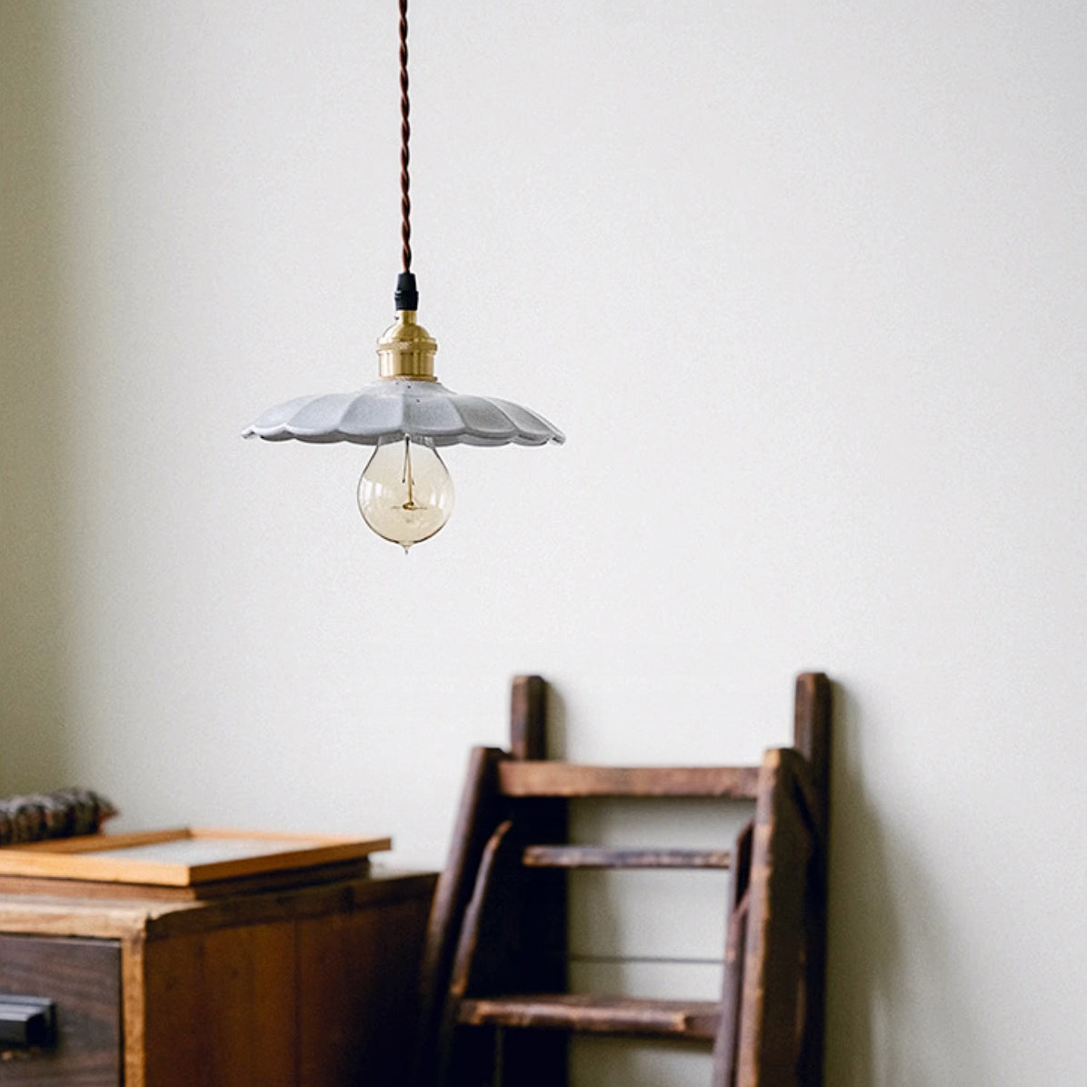 Odette Porcelain Shade Brass Fitting Pendant Light