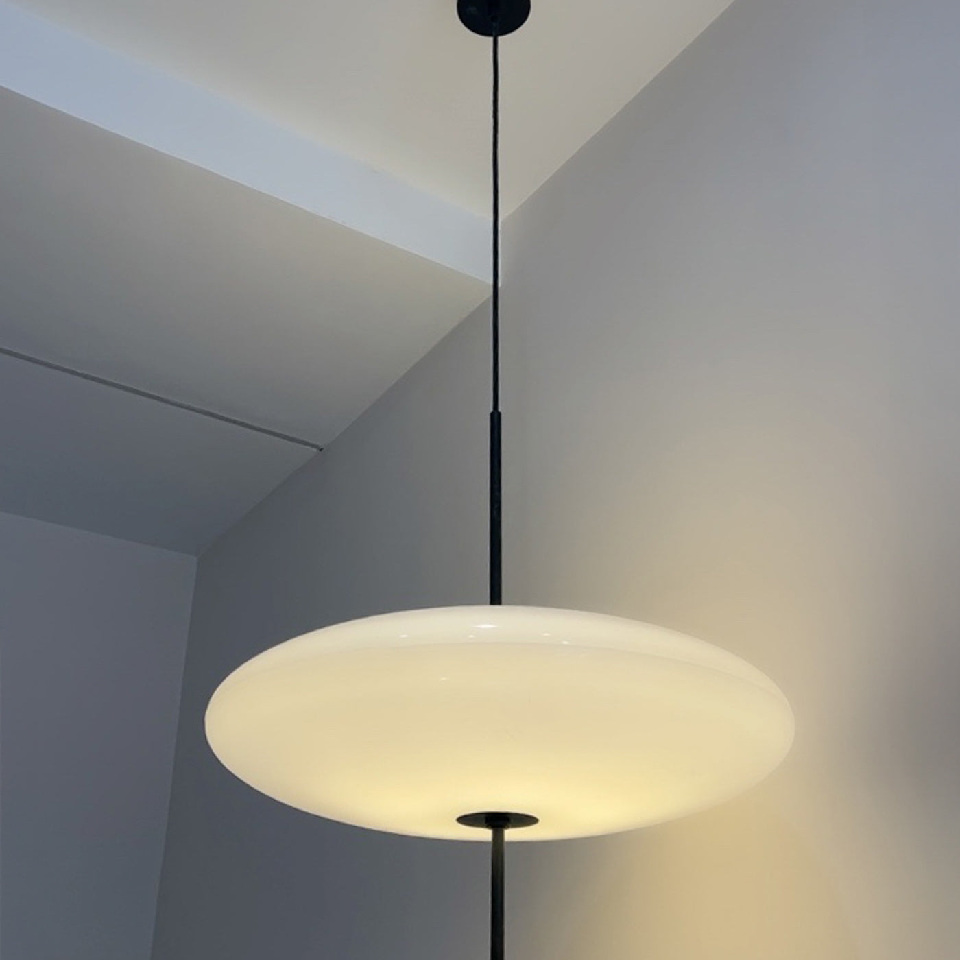 Fluo Bauhaus Milk Glass Pendant Light