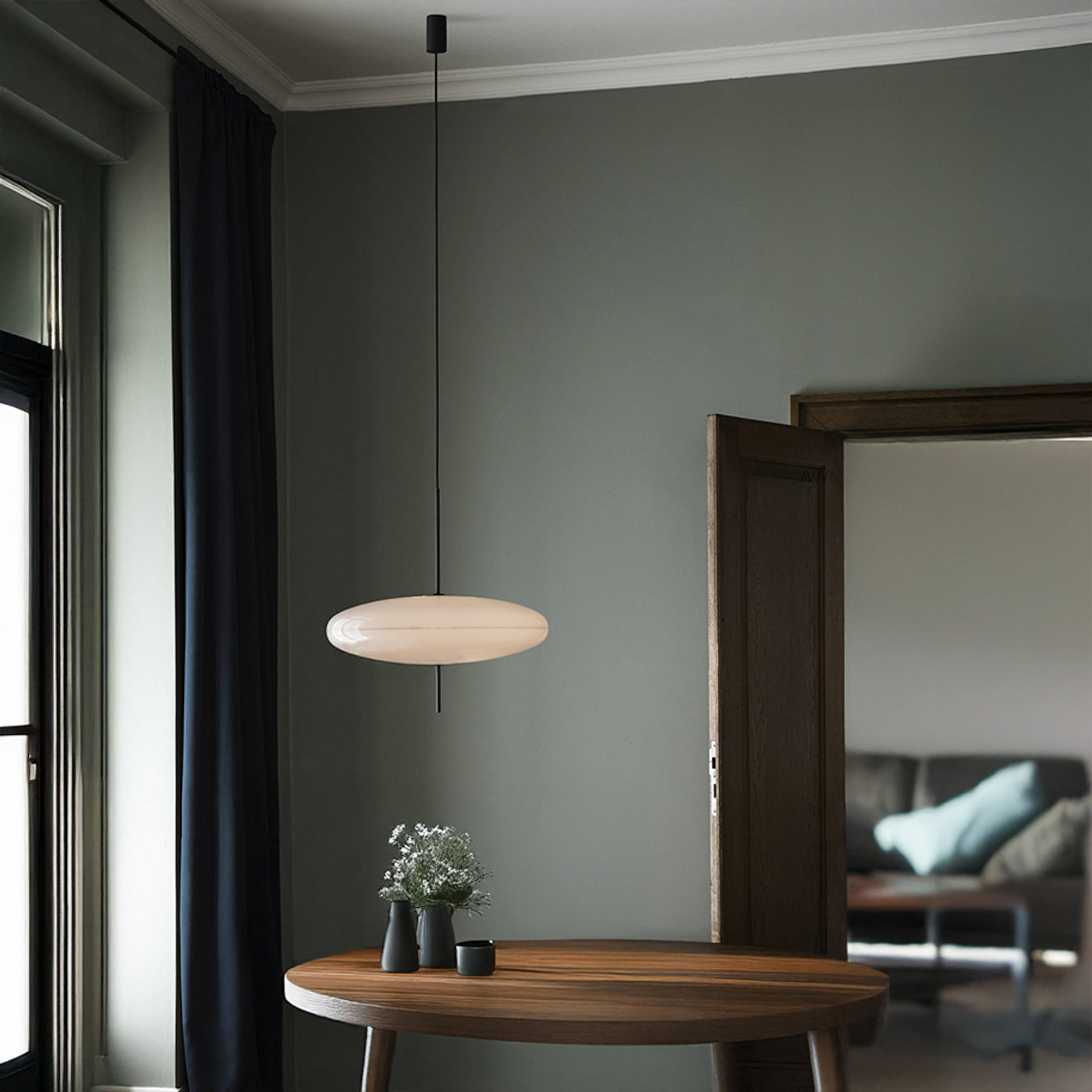 Fluo Bauhaus Milk Glass Pendant Light